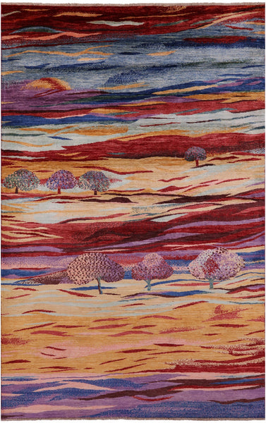 Tribal Persian Gabbeh Hand Knotted Wool Rug - 5' 8" X 8' 11" - Golden Nile