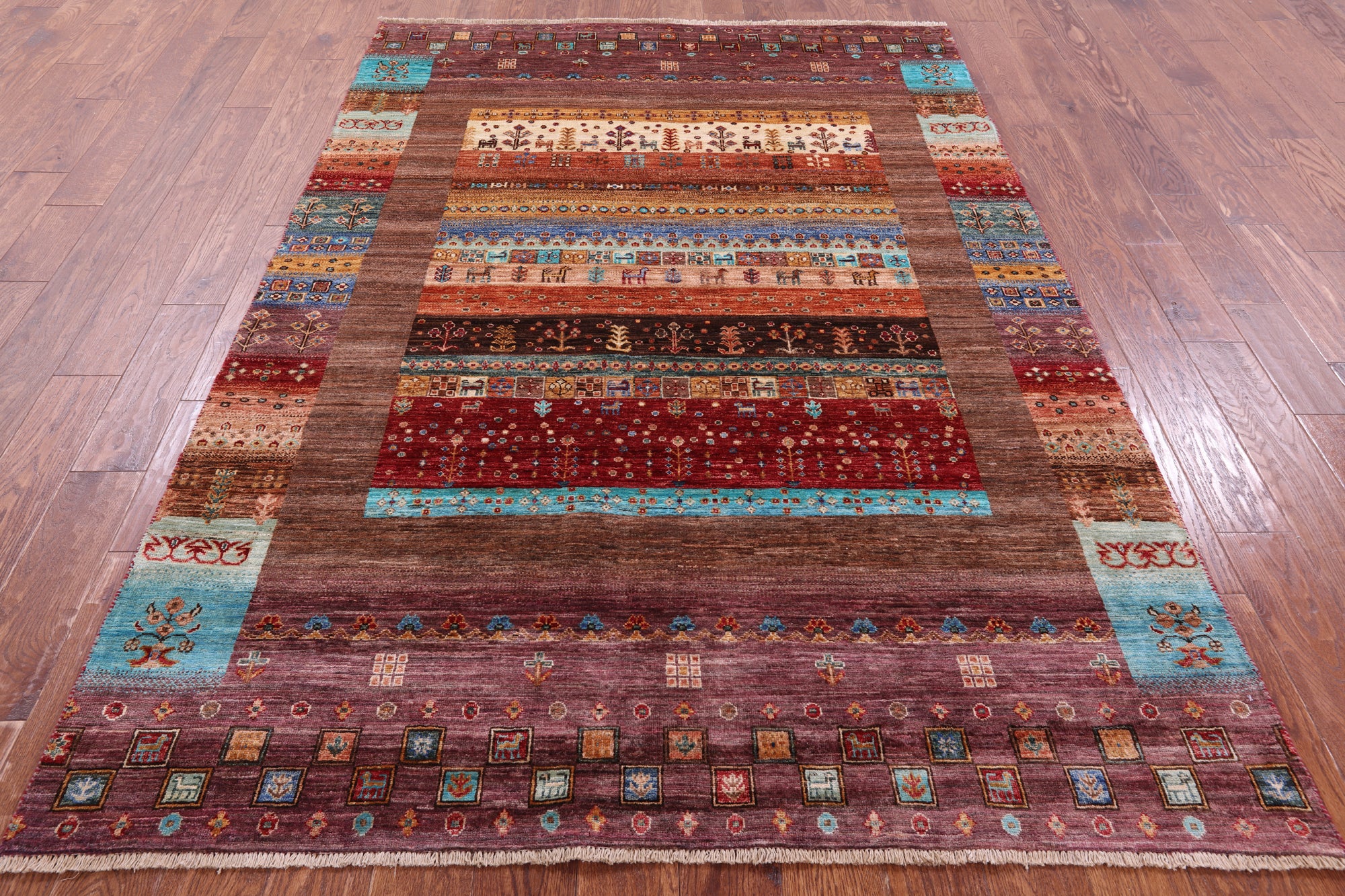 Tribal Persian Gabbeh Hand Knotted Wool Rug - 5' 7" X 8' 1" - Golden Nile