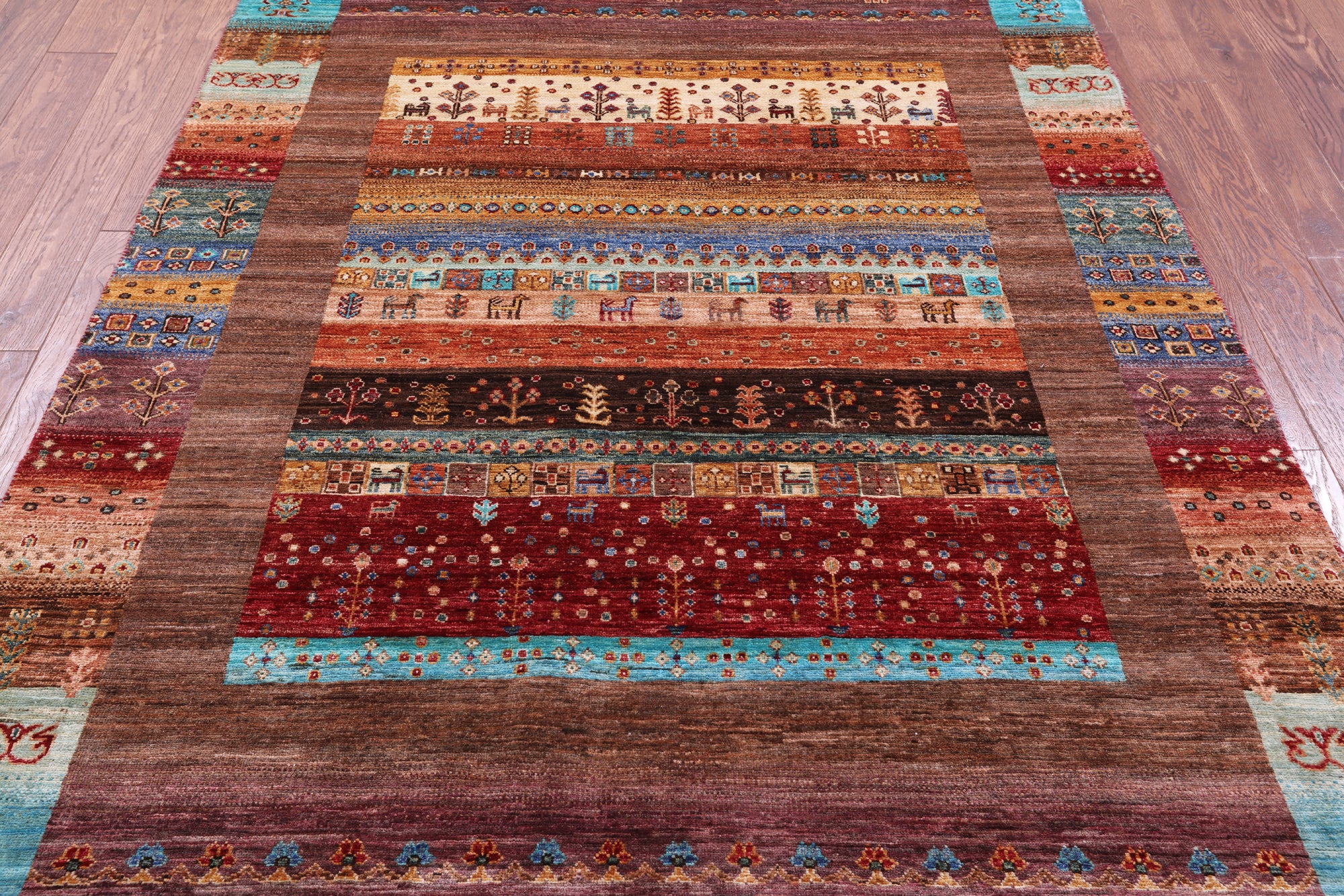 Tribal Persian Gabbeh Hand Knotted Wool Rug - 5' 7" X 8' 1" - Golden Nile