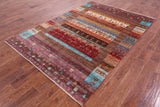 Tribal Persian Gabbeh Hand Knotted Wool Rug - 5' 7" X 8' 1" - Golden Nile