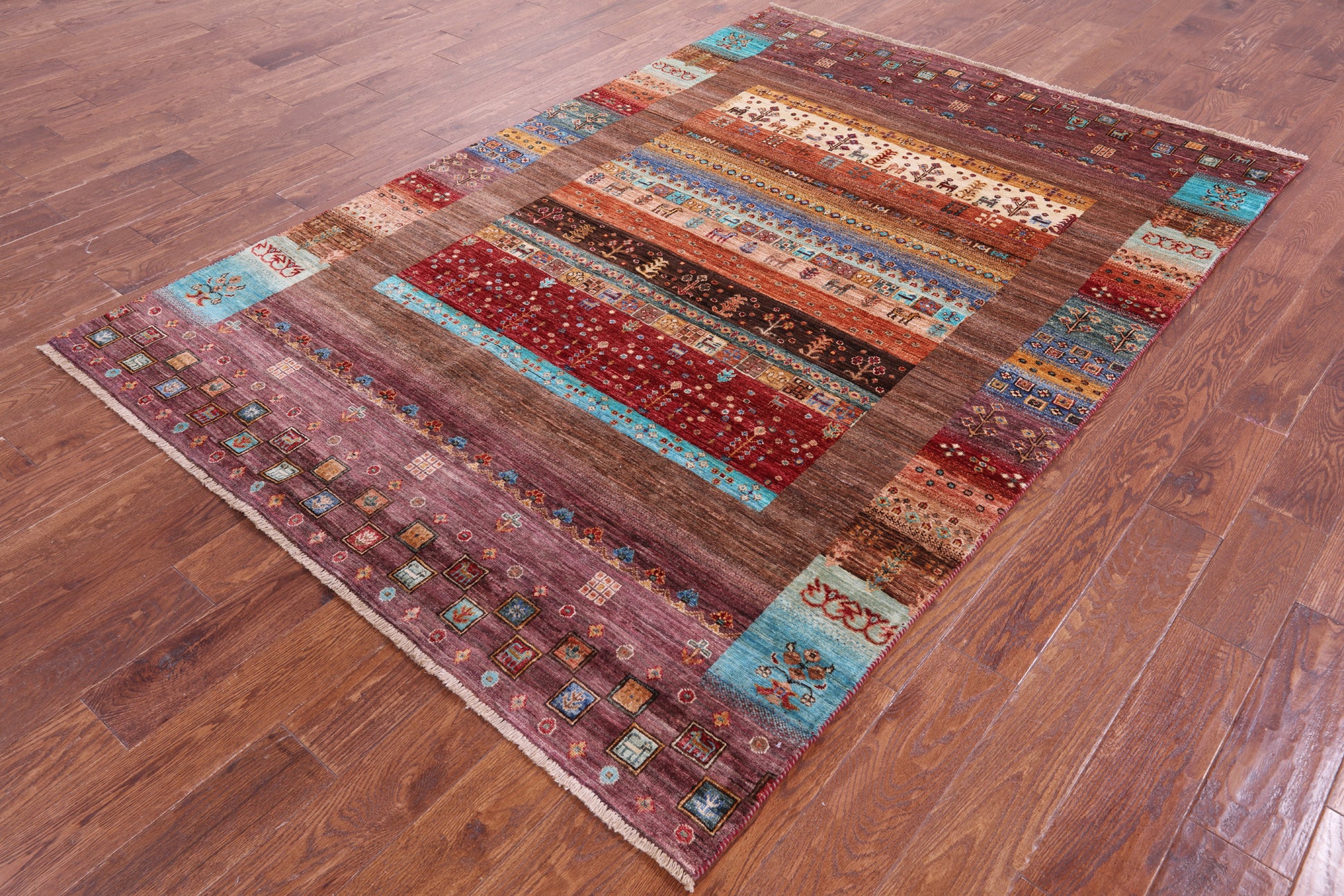 Tribal Persian Gabbeh Hand Knotted Wool Rug - 5' 7" X 8' 1" - Golden Nile