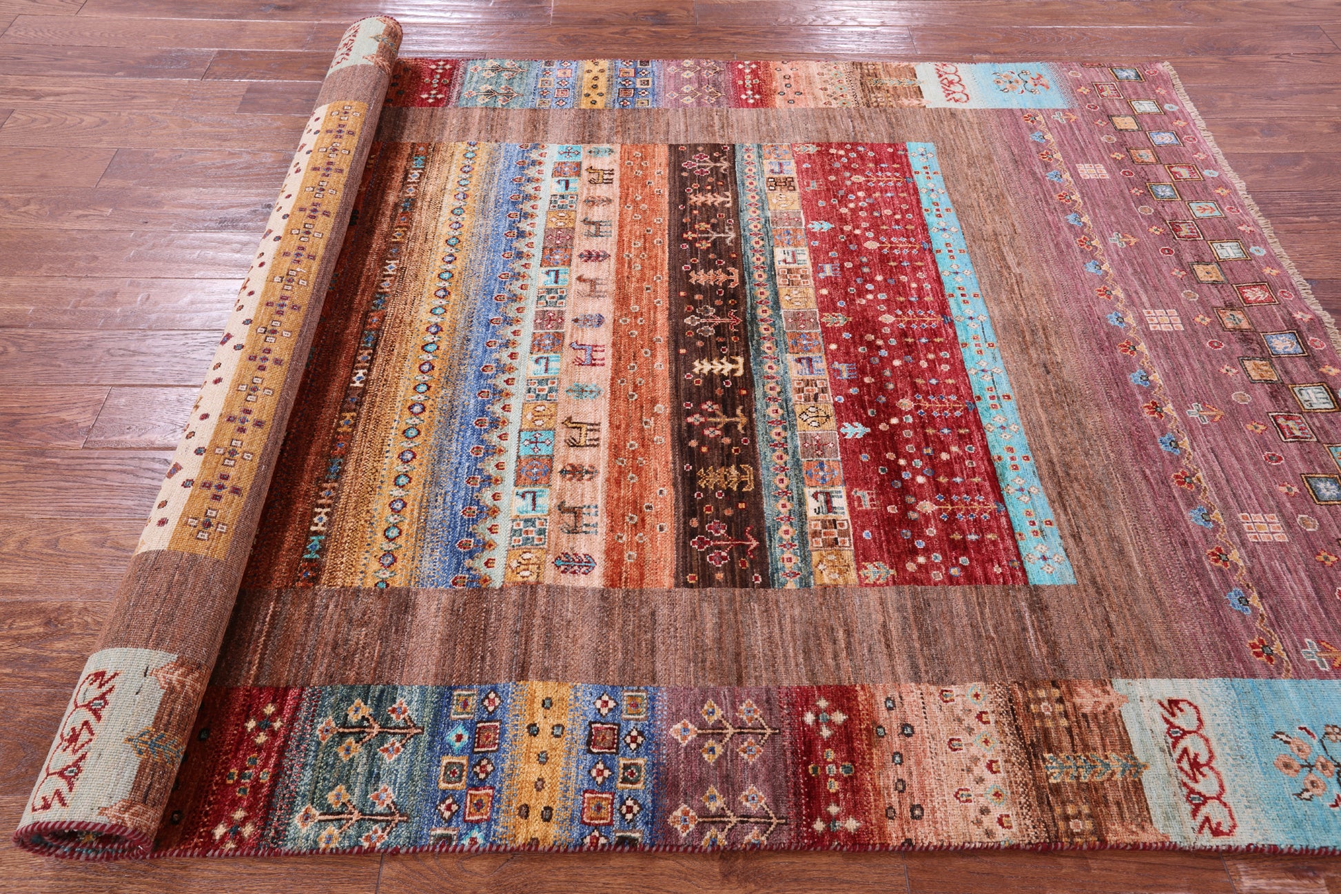 Tribal Persian Gabbeh Hand Knotted Wool Rug - 5' 7" X 8' 1" - Golden Nile