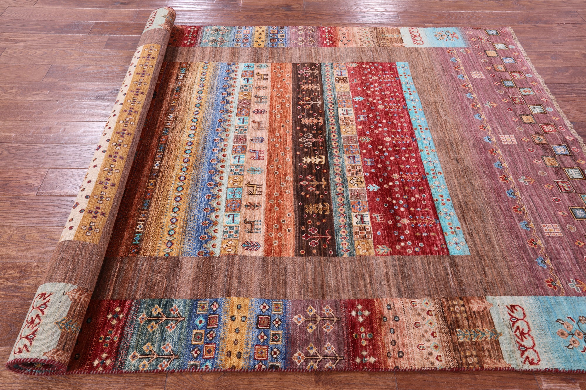 Tribal Persian Gabbeh Hand Knotted Wool Rug - 5' 7" X 8' 1" - Golden Nile