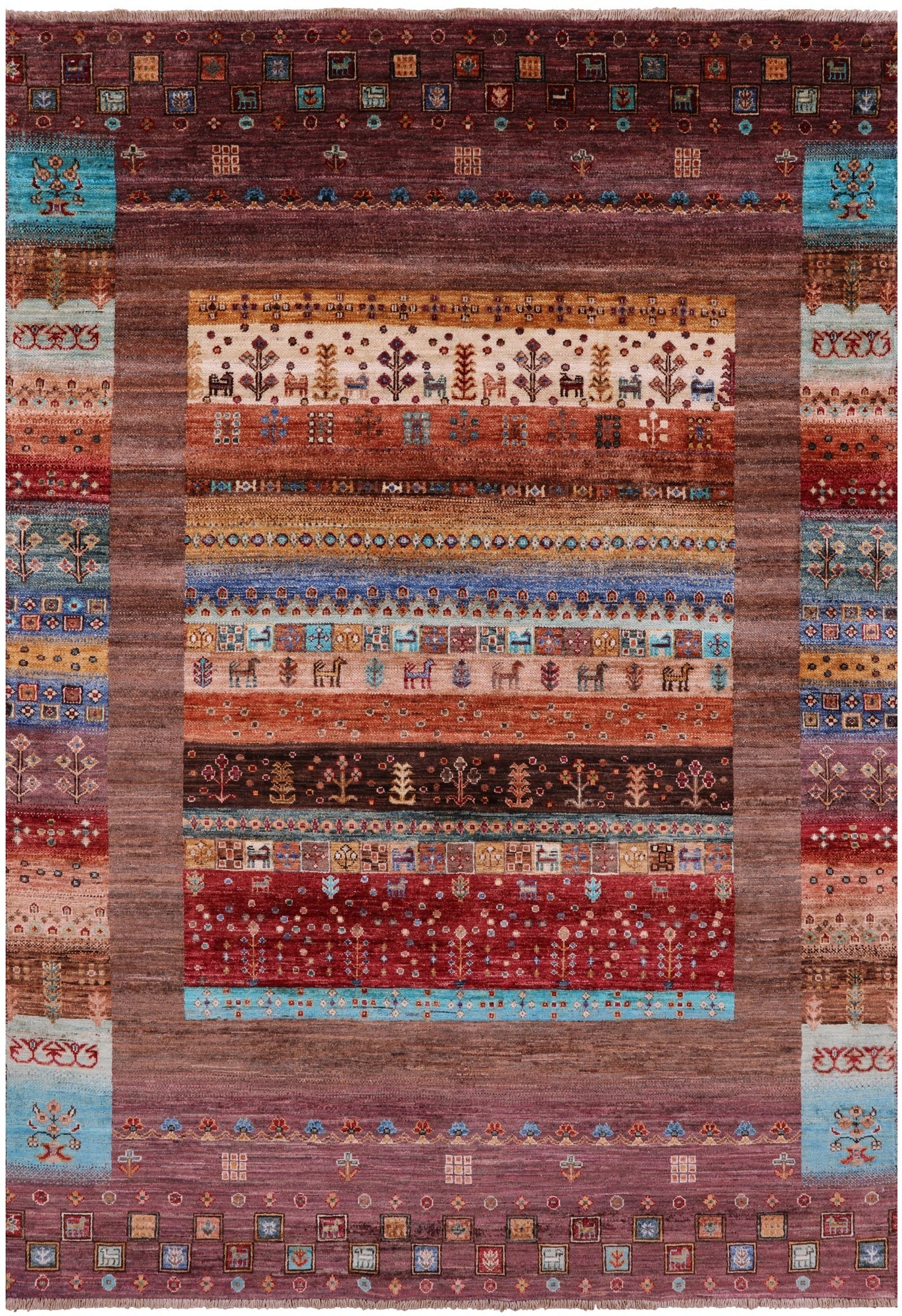 Tribal Persian Gabbeh Hand Knotted Wool Rug - 5' 7" X 8' 1" - Golden Nile