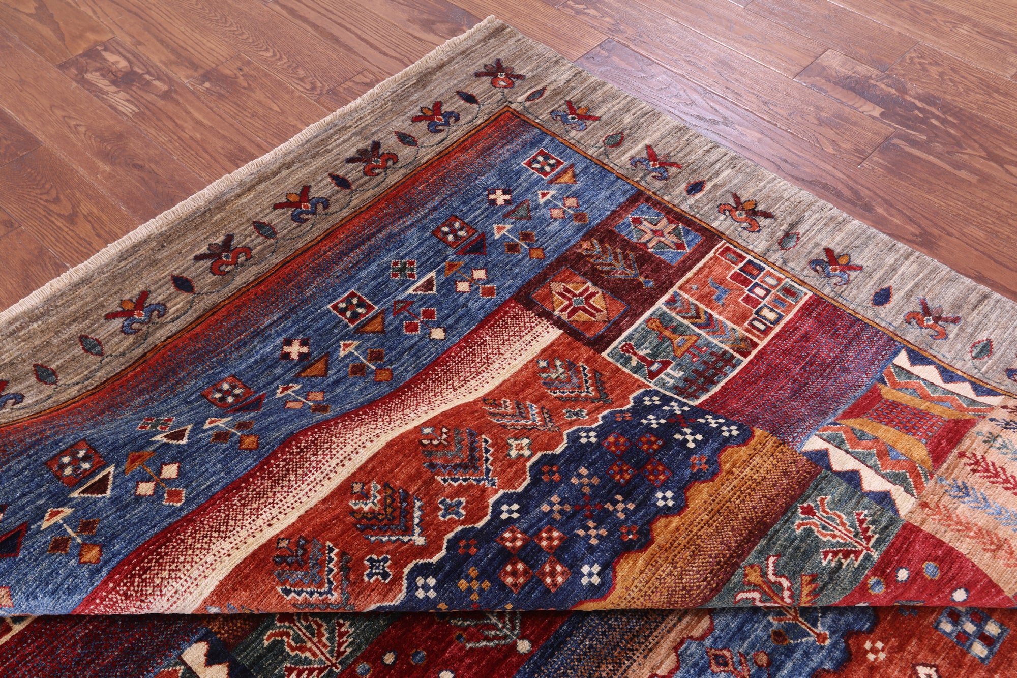 Persian Gabbeh Tribal Hand Knotted Wool Rug - 6' 7" X 10' 0" - Golden Nile
