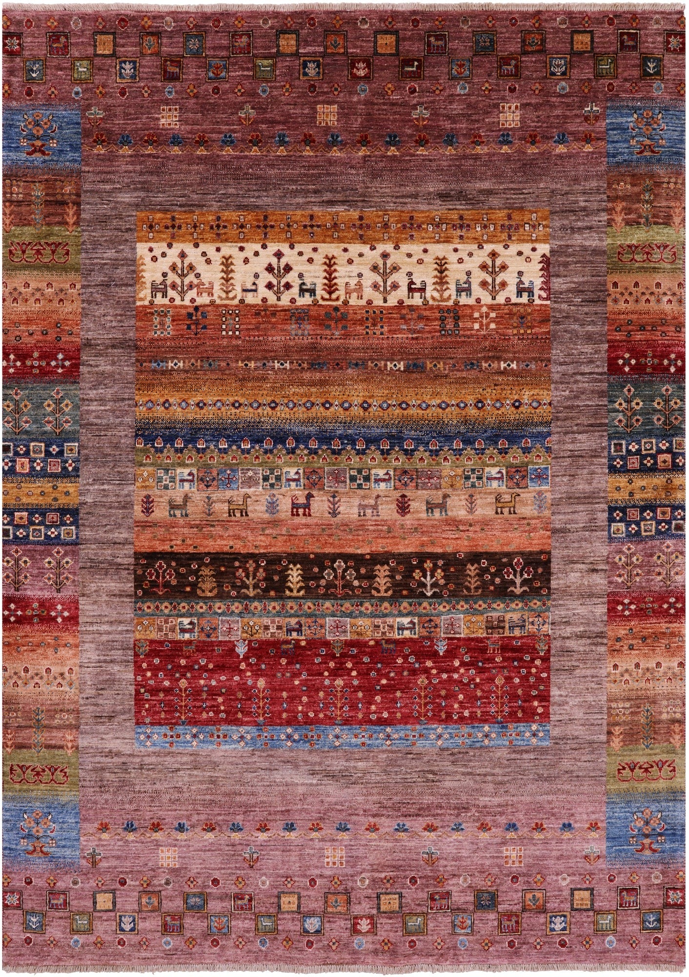 Persian Gabbeh Tribal Hand Knotted Wool Rug - 5' 8" X 7' 11" - Golden Nile