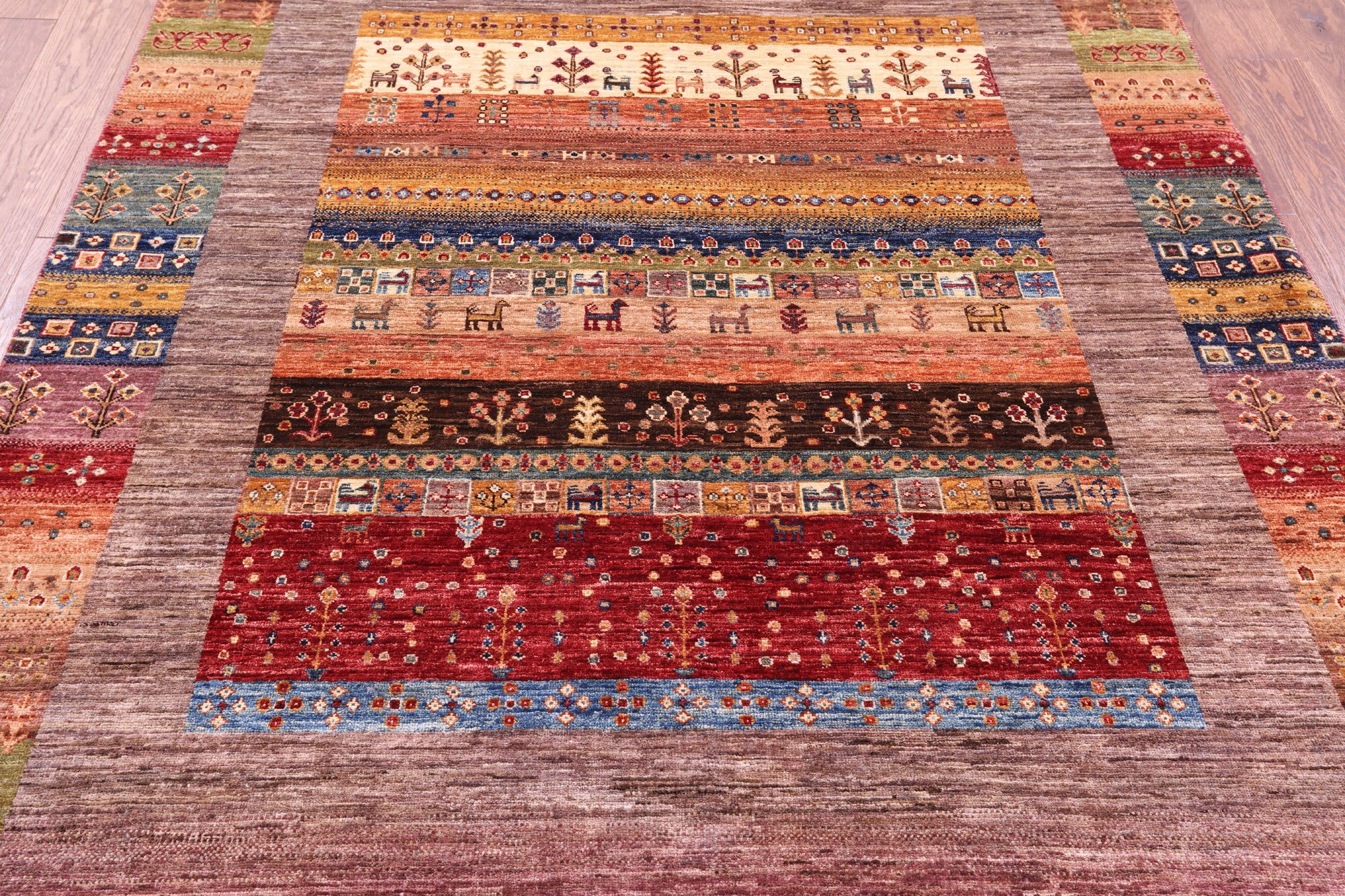 Persian Gabbeh Tribal Hand Knotted Wool Rug - 5' 8" X 7' 11" - Golden Nile