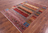 Persian Gabbeh Tribal Hand Knotted Wool Rug - 5' 8" X 7' 11" - Golden Nile