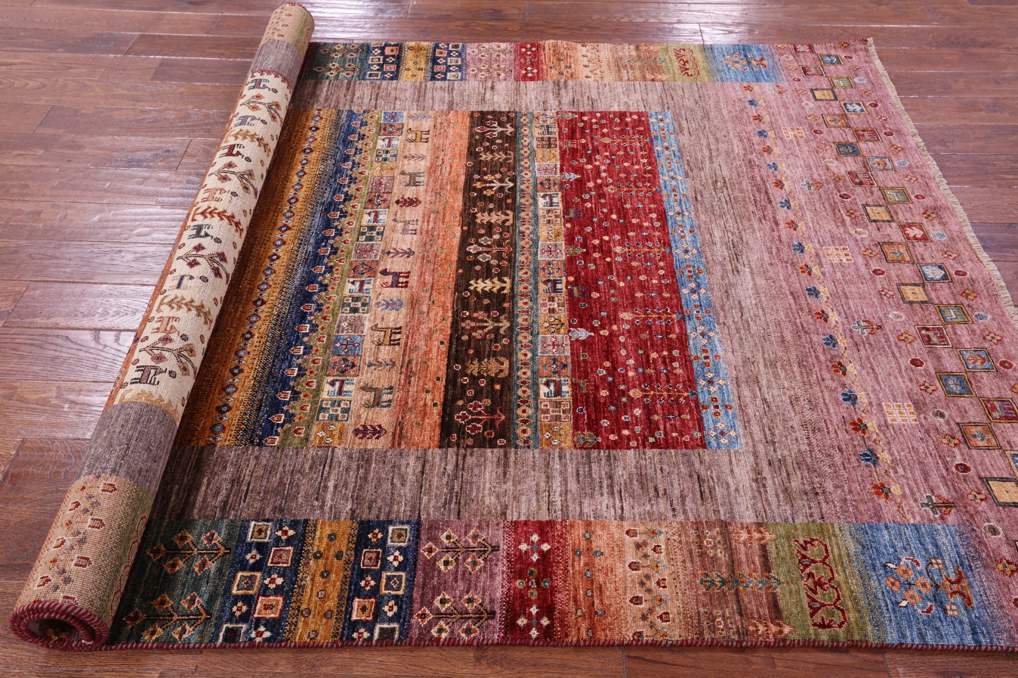 Persian Gabbeh Tribal Hand Knotted Wool Rug - 5' 8" X 7' 11" - Golden Nile