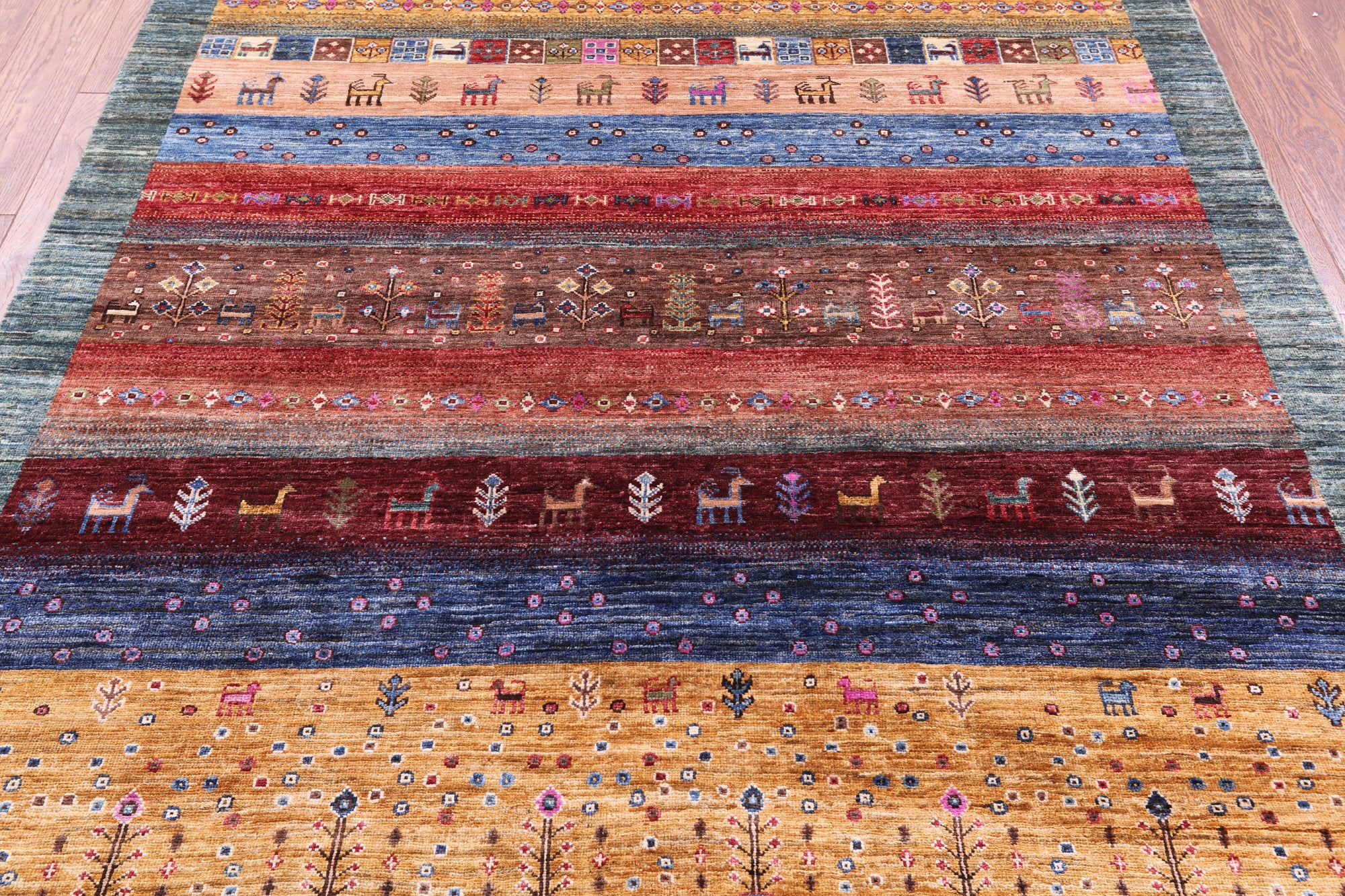 Tribal Persian Gabbeh Hand Knotted Wool Rug - 5' 7" X 8' 1" - Golden Nile