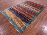 Tribal Persian Gabbeh Hand Knotted Wool Rug - 5' 7" X 8' 1" - Golden Nile