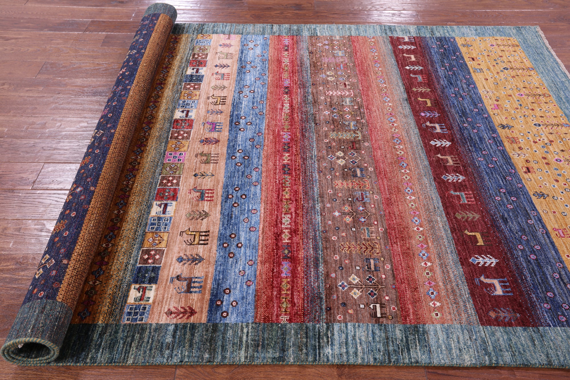Tribal Persian Gabbeh Hand Knotted Wool Rug - 5' 7" X 8' 1" - Golden Nile