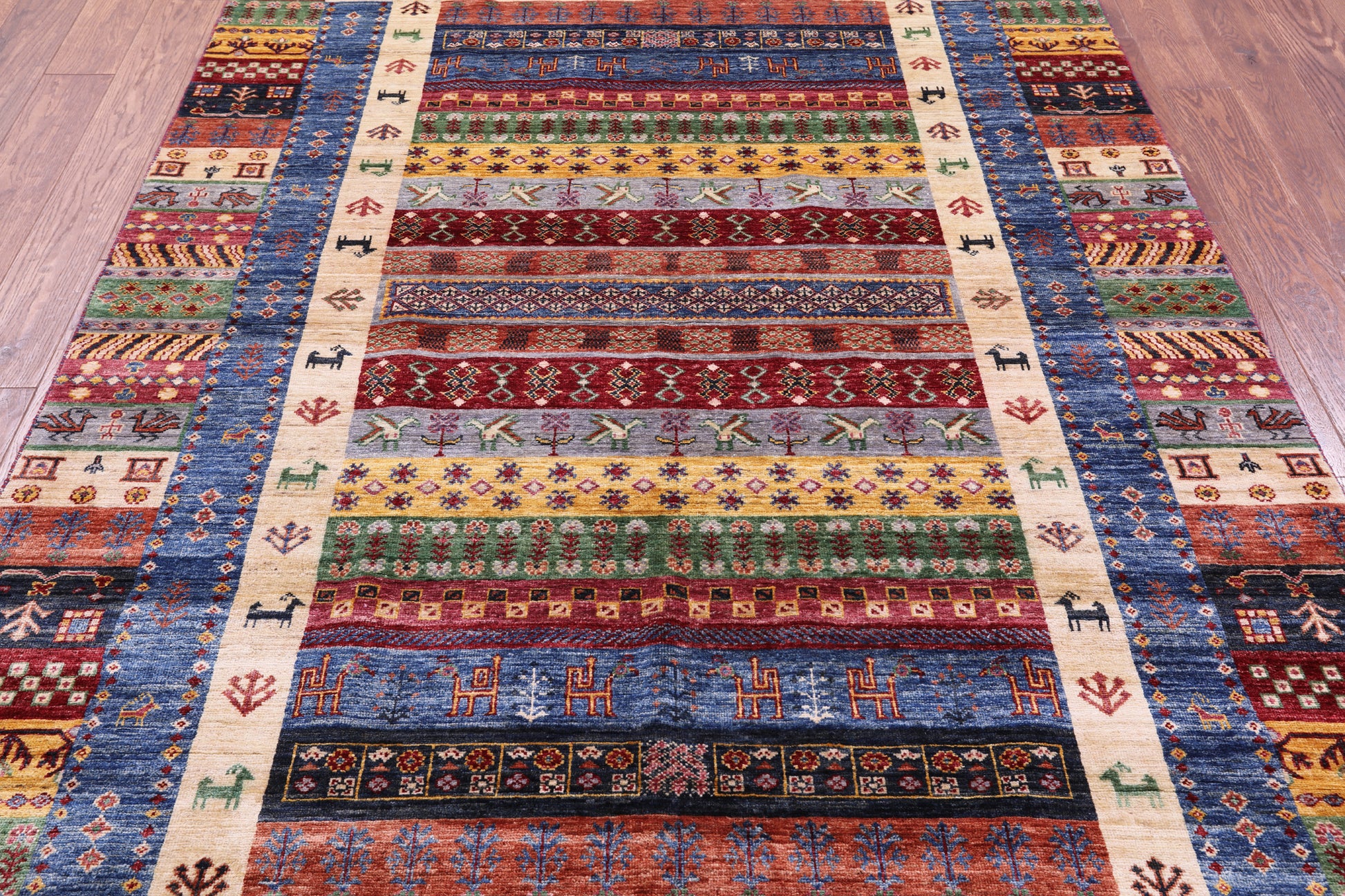 Tribal Persian Gabbeh Hand Knotted Wool Rug - 5' 8" X 8' 0" - Golden Nile