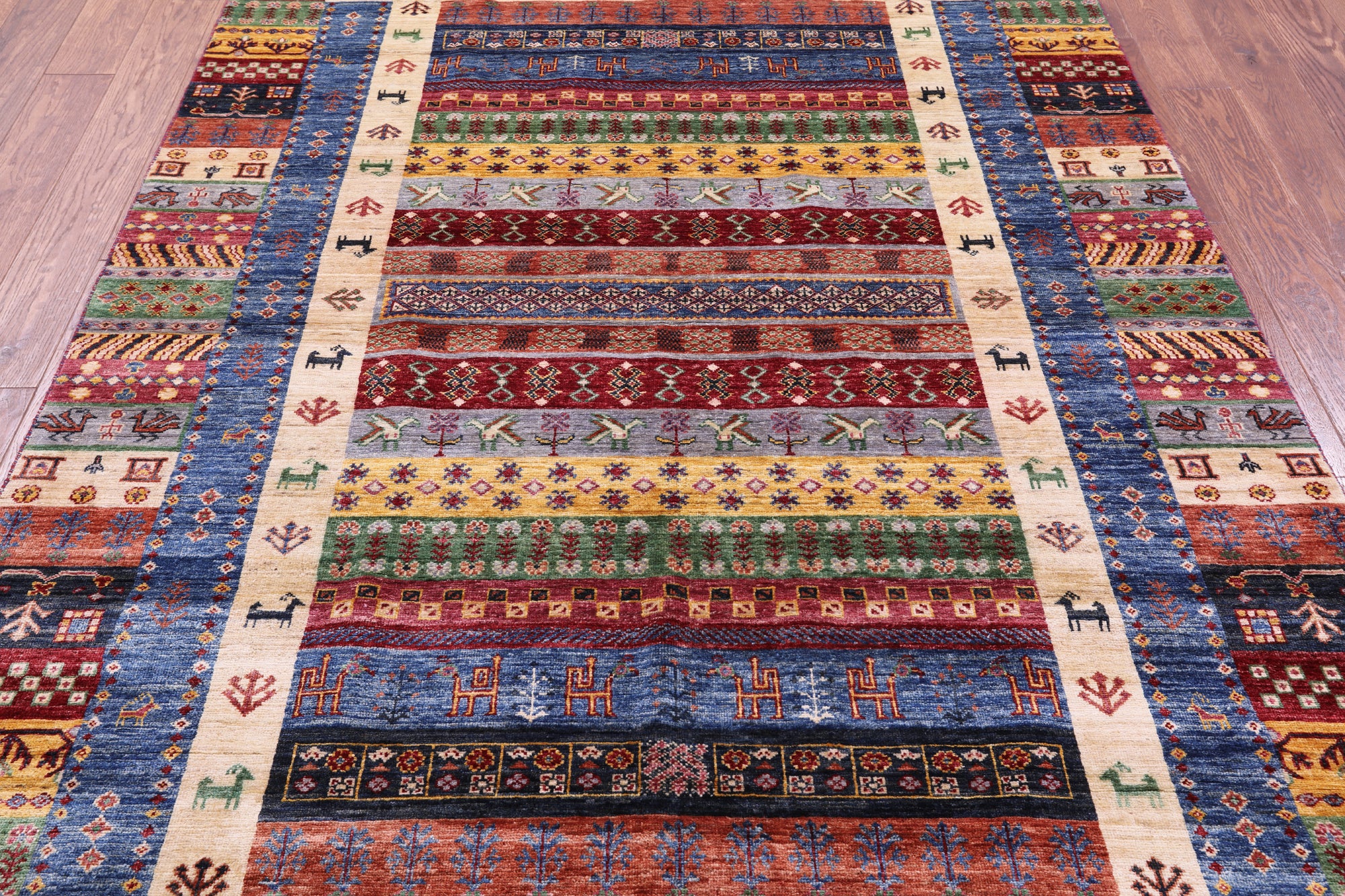 Tribal Persian Gabbeh Hand Knotted Wool Rug - 5' 8" X 8' 0" - Golden Nile
