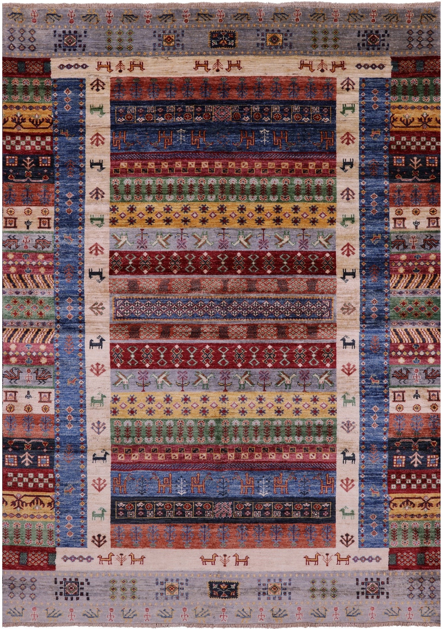 Tribal Persian Gabbeh Hand Knotted Wool Rug - 5' 8" X 8' 0" - Golden Nile