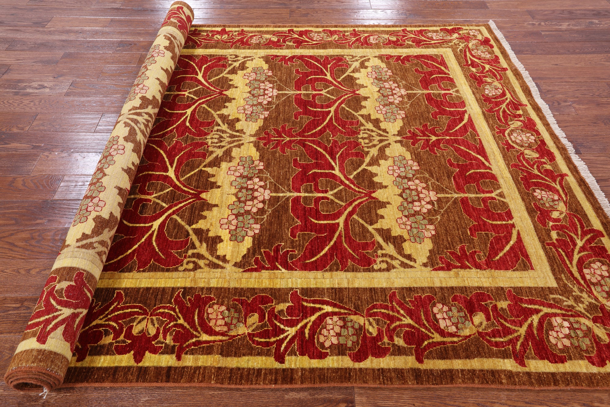 William Morris Handmade Wool Area Rug - 6' 8" X 9' 9" - Golden Nile