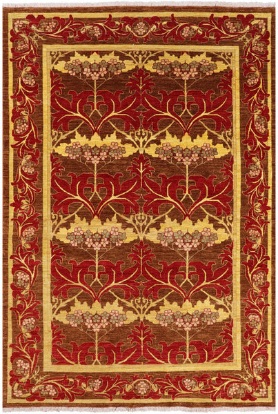 William Morris Handmade Wool Area Rug - 6' 8" X 9' 9" - Golden Nile