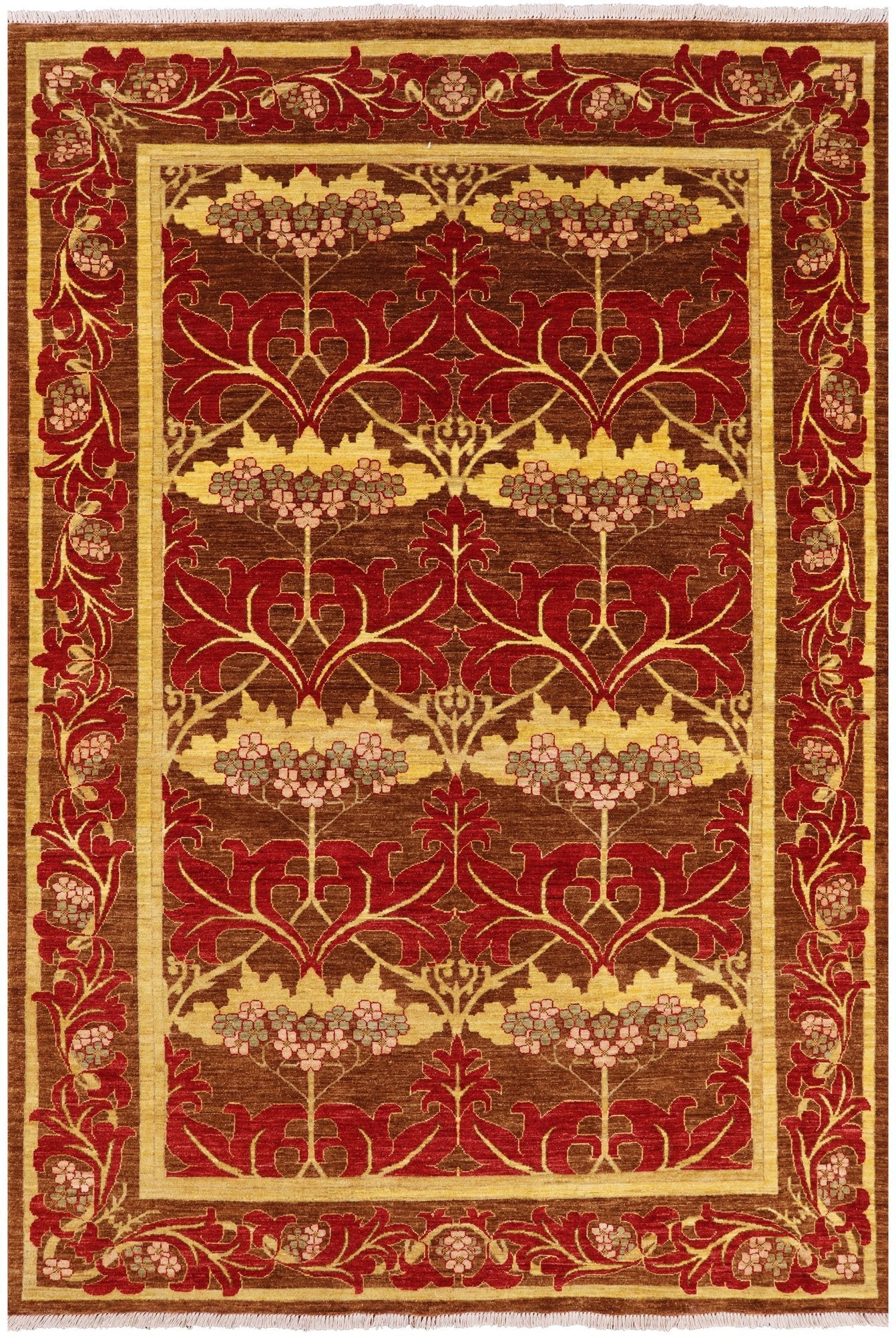 William Morris Handmade Wool Area Rug - 6' 8" X 9' 9" - Golden Nile