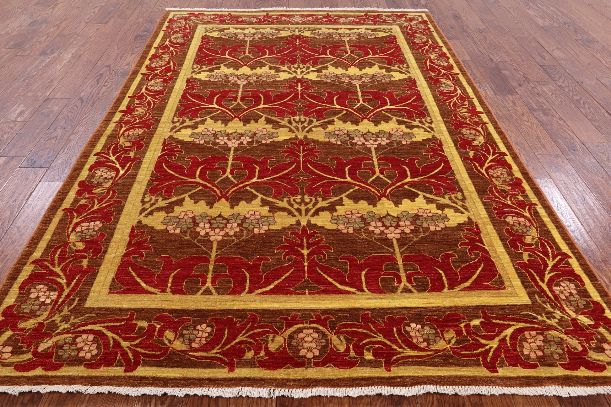 William Morris Handmade Wool Area Rug - 6' 8" X 9' 9" - Golden Nile
