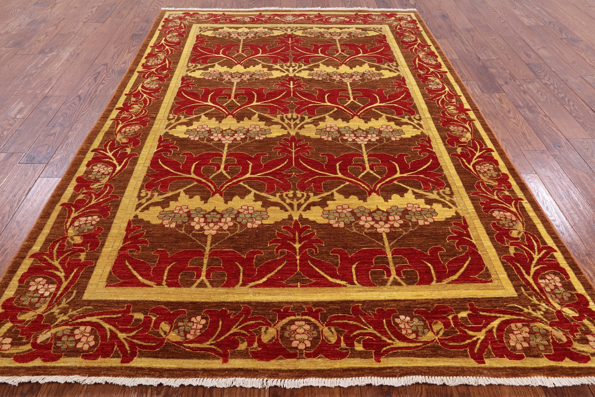 William Morris Handmade Wool Area Rug - 6' 8" X 9' 9" - Golden Nile