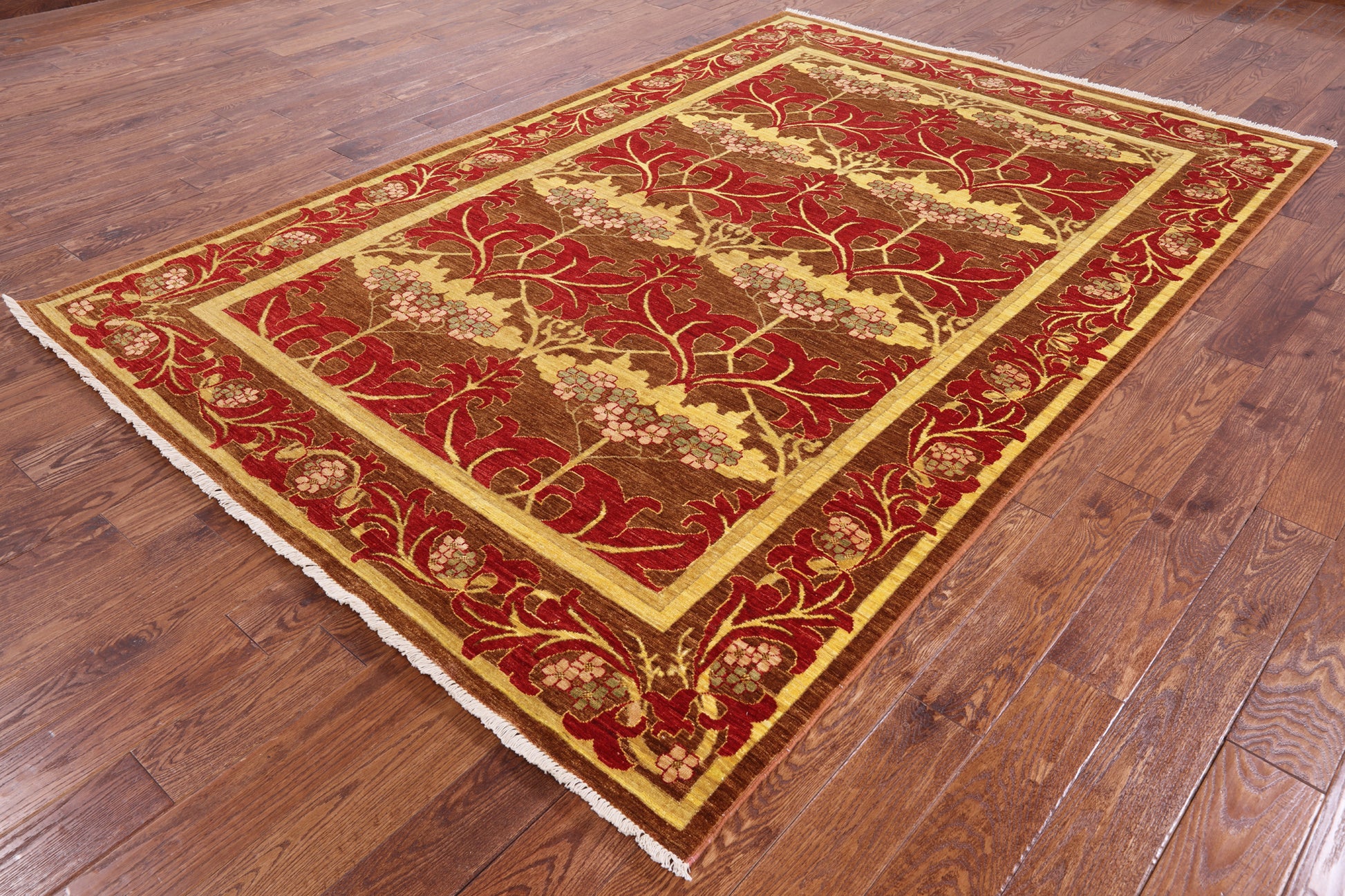 William Morris Handmade Wool Area Rug - 6' 8" X 9' 9" - Golden Nile