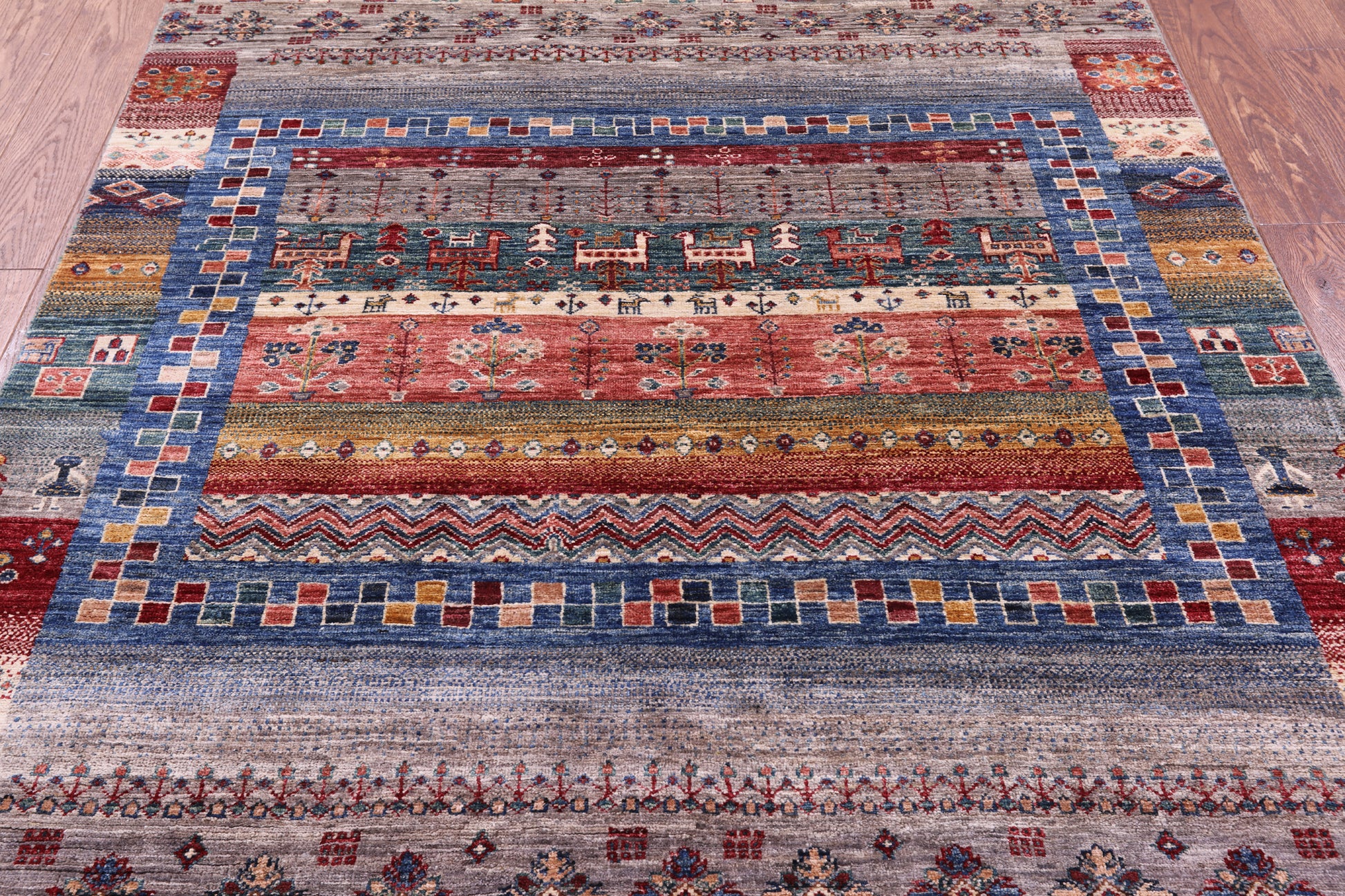 Tribal Persian Gabbeh Hand Knotted Wool Rug - 4' 11" X 6' 0" - Golden Nile