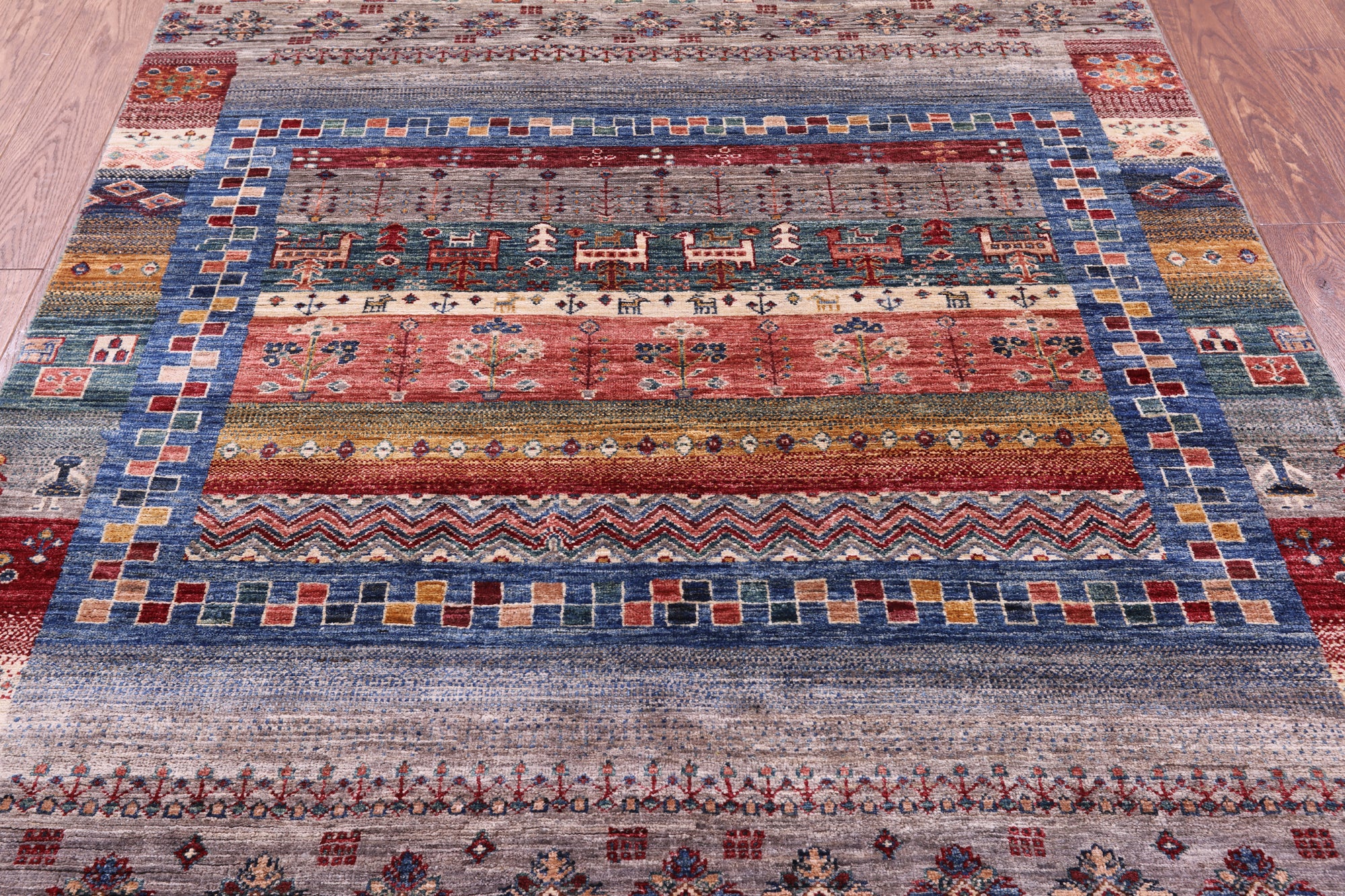 Tribal Persian Gabbeh Hand Knotted Wool Rug - 4' 11" X 6' 0" - Golden Nile