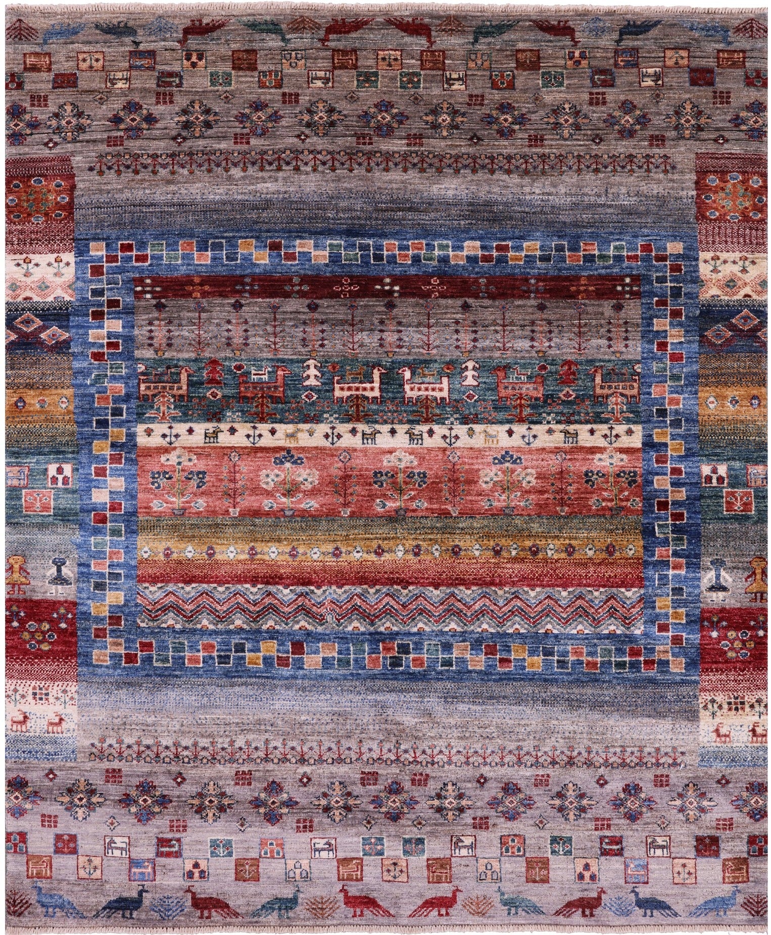 Tribal Persian Gabbeh Hand Knotted Wool Rug - 4' 11" X 6' 0" - Golden Nile