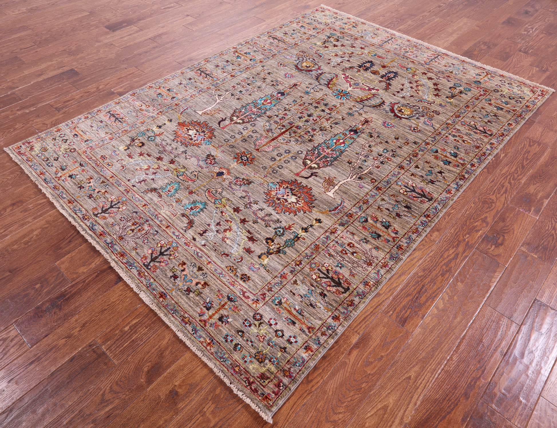 Tribal Persian Gabbeh Handmade Wool Rug - 5' 9" X 7' 11" - Golden Nile