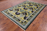 William Morris Hand Knotted Wool Area Rug - 6' 6" X 9' 8" - Golden Nile