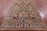 Peshawar Handmade Wool Rug - 5' 8" X 7' 11" - Golden Nile
