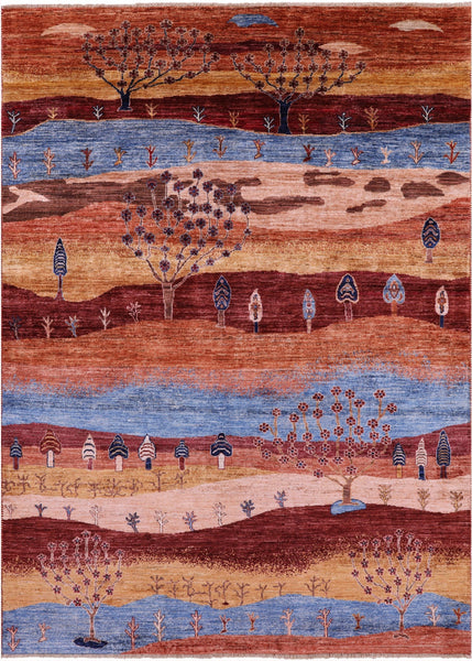 Tribal Persian Gabbeh Hand Knotted Wool Rug - 5' 9" X 8' 1" - Golden Nile