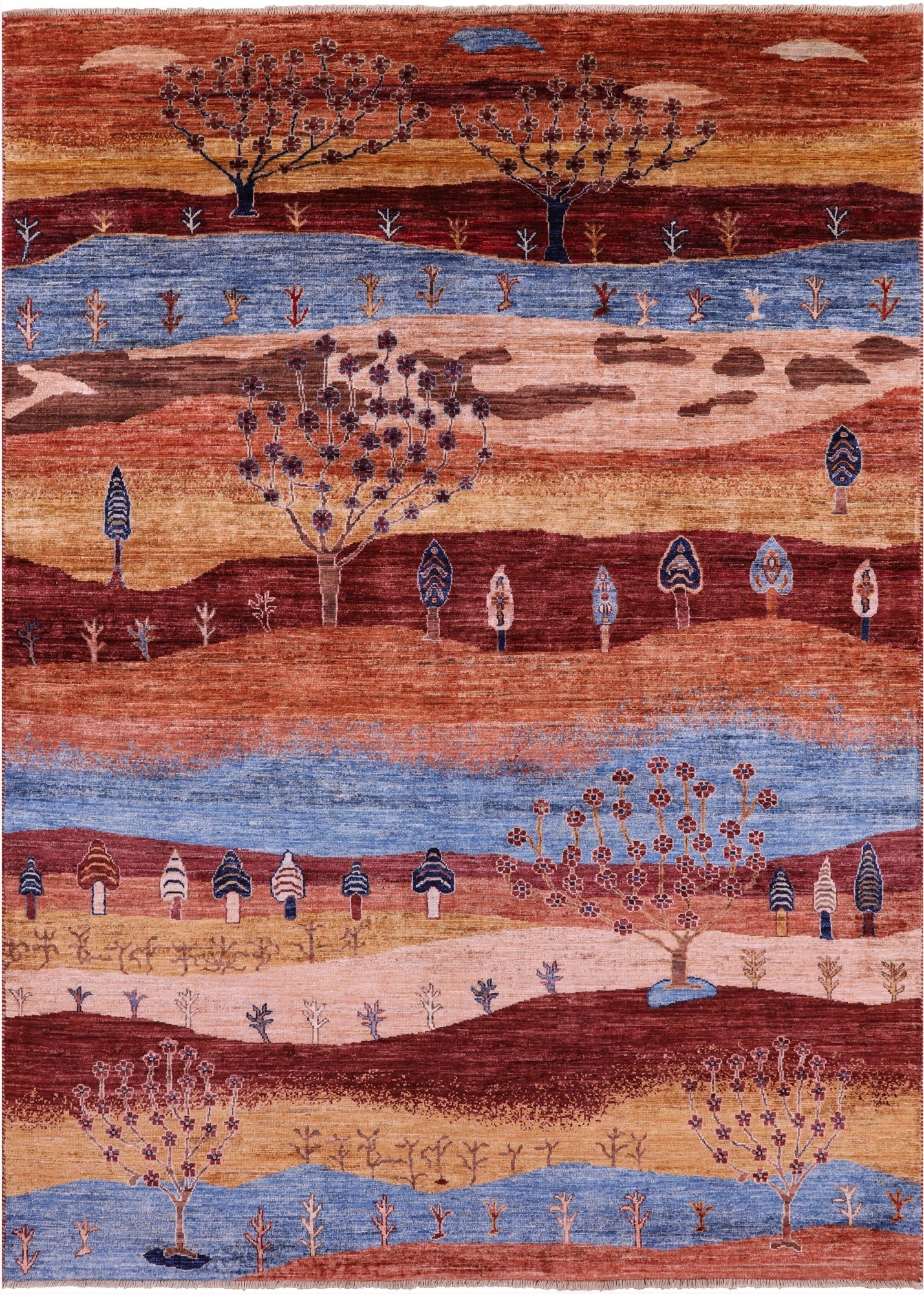 Tribal Persian Gabbeh Hand Knotted Wool Rug - 5' 9" X 8' 1" - Golden Nile