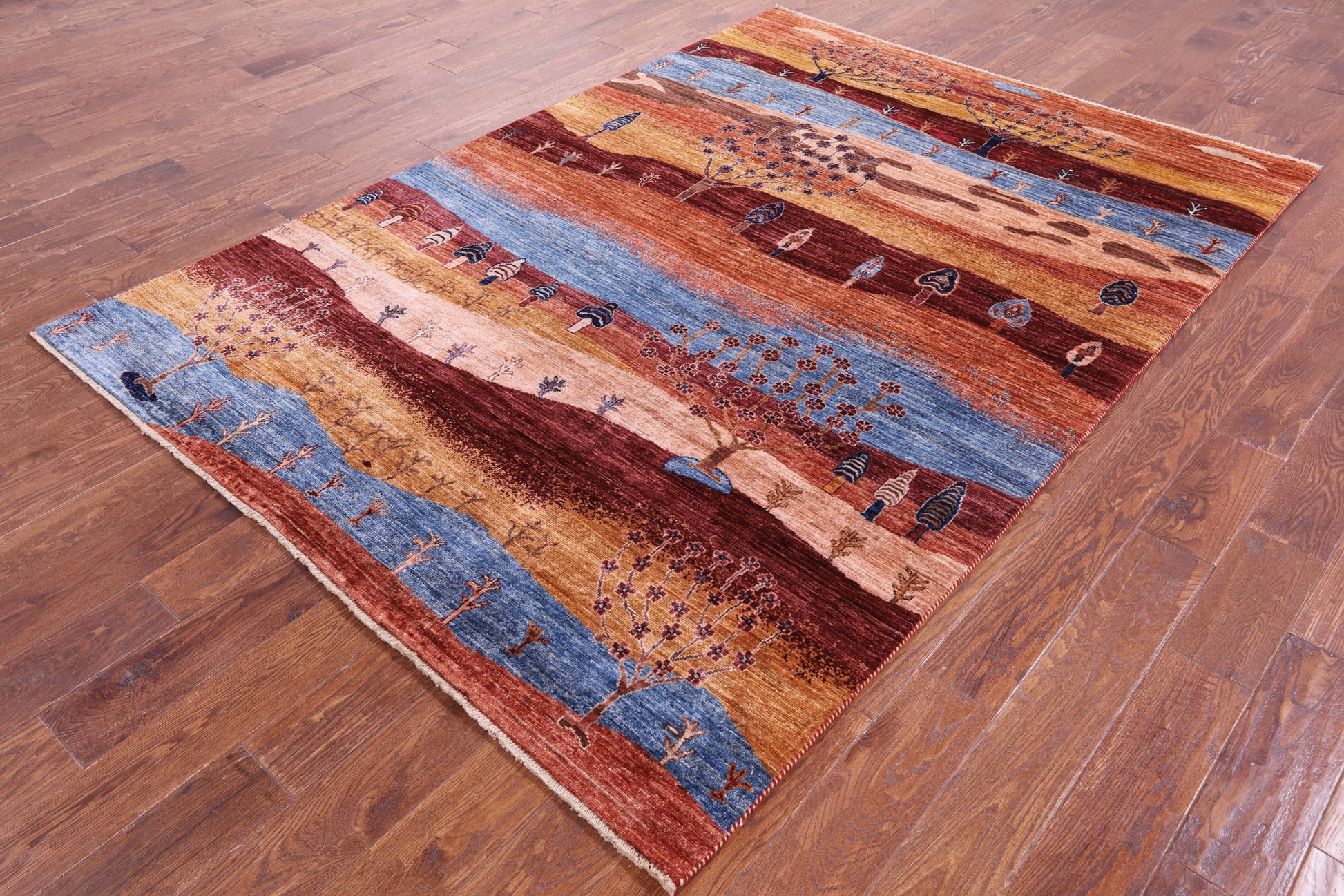 Tribal Persian Gabbeh Hand Knotted Wool Rug - 5' 9" X 8' 1" - Golden Nile