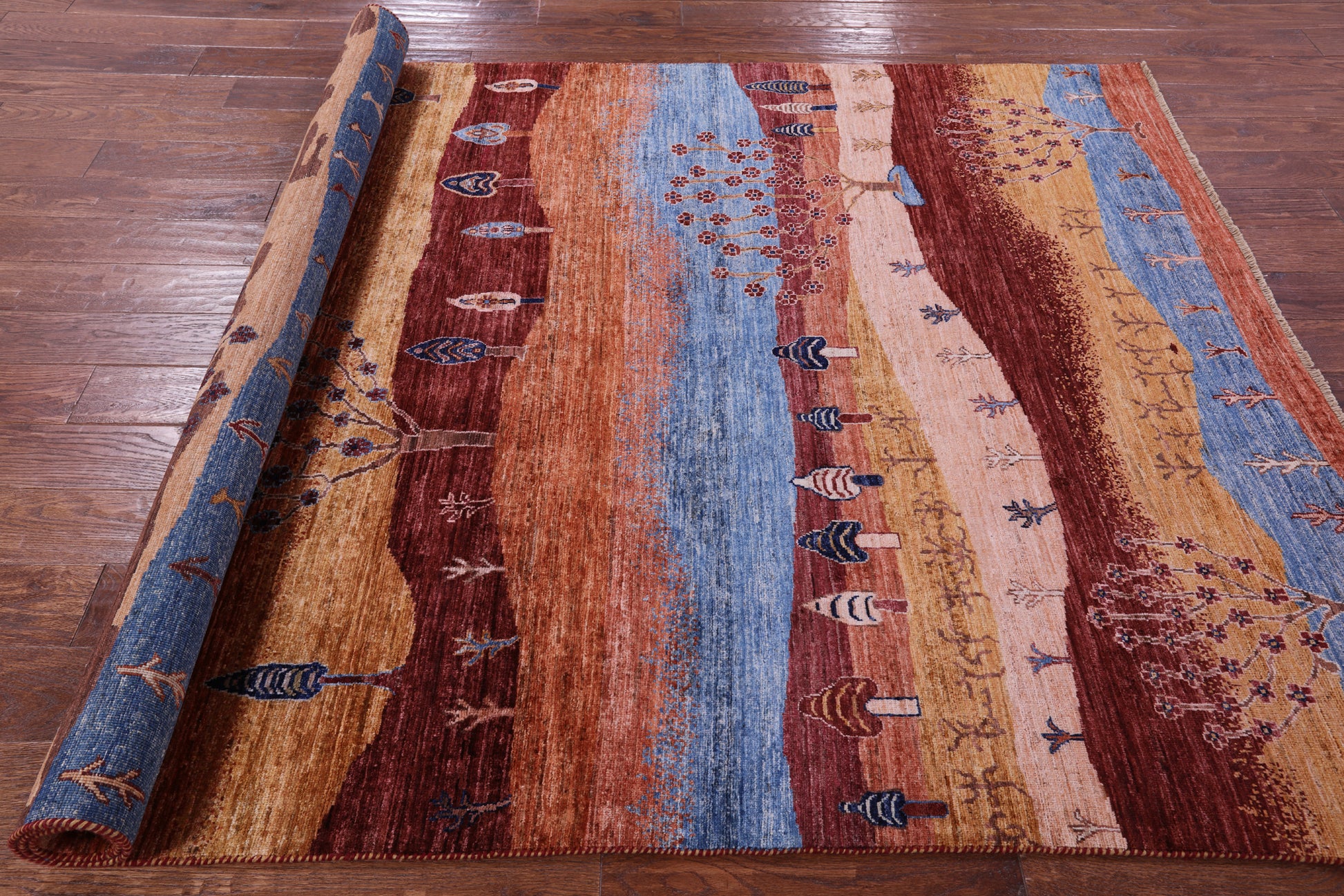 Tribal Persian Gabbeh Hand Knotted Wool Rug - 5' 9" X 8' 1" - Golden Nile