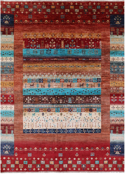 Tribal Persian Gabbeh Hand Knotted Wool Rug - 5' 9" X 7' 11" - Golden Nile