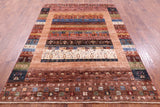 Tribal Persian Gabbeh Handmade Wool Rug - 5' 8" X 7' 11" - Golden Nile