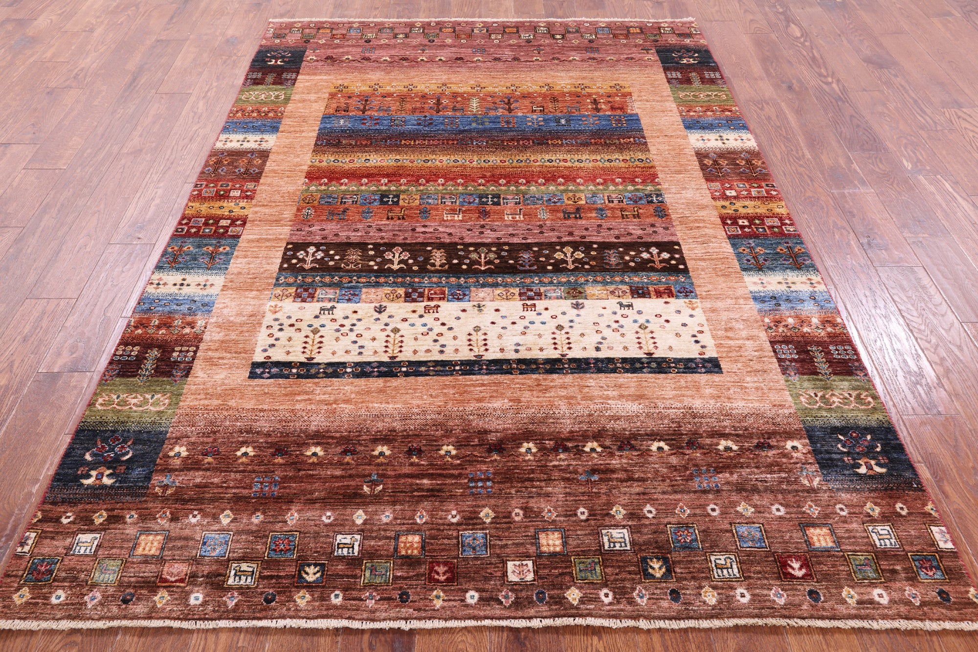 Tribal Persian Gabbeh Handmade Wool Rug - 5' 8" X 7' 11" - Golden Nile