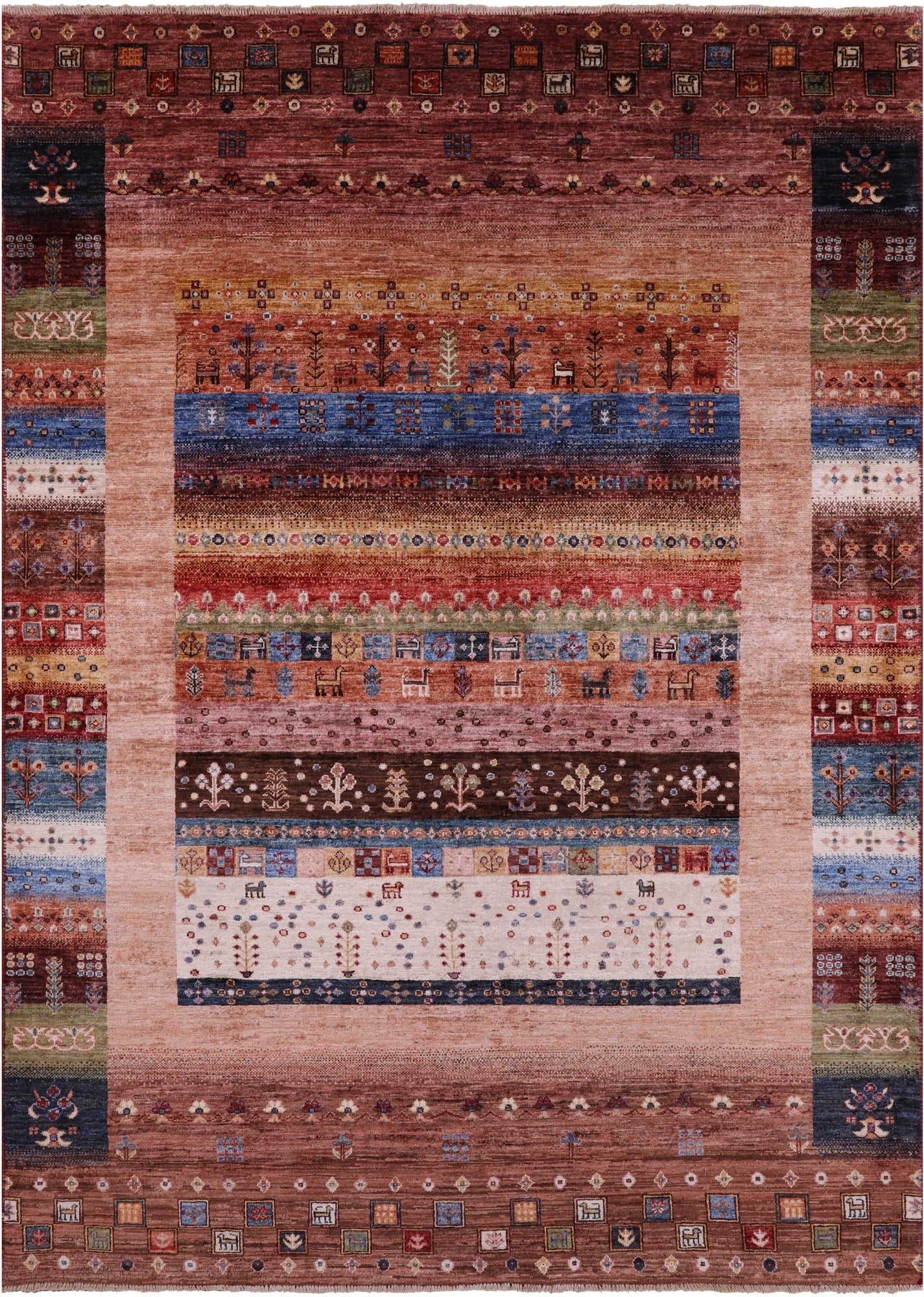 Tribal Persian Gabbeh Handmade Wool Rug - 5' 8" X 7' 11" - Golden Nile