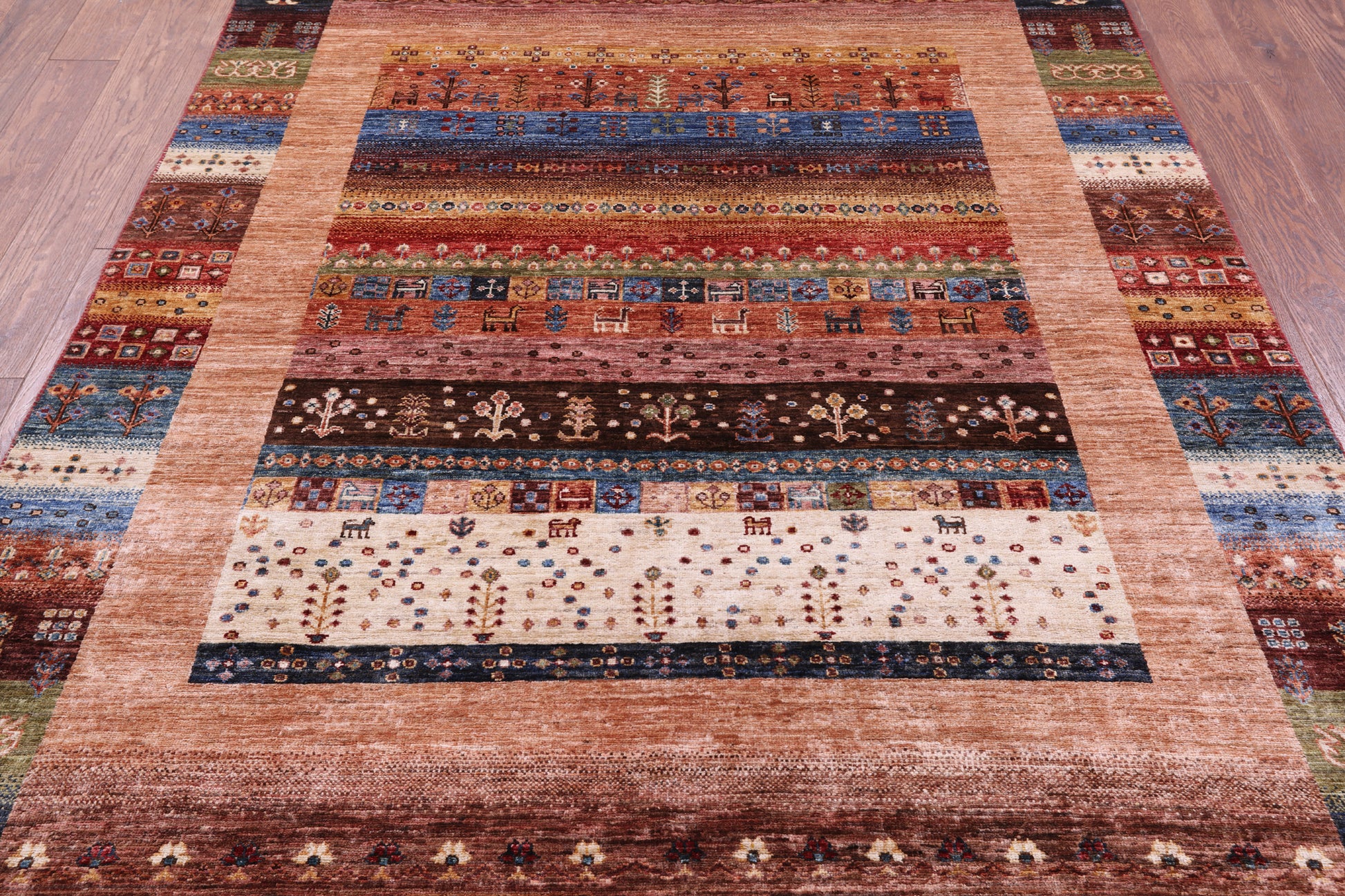 Tribal Persian Gabbeh Handmade Wool Rug - 5' 8" X 7' 11" - Golden Nile