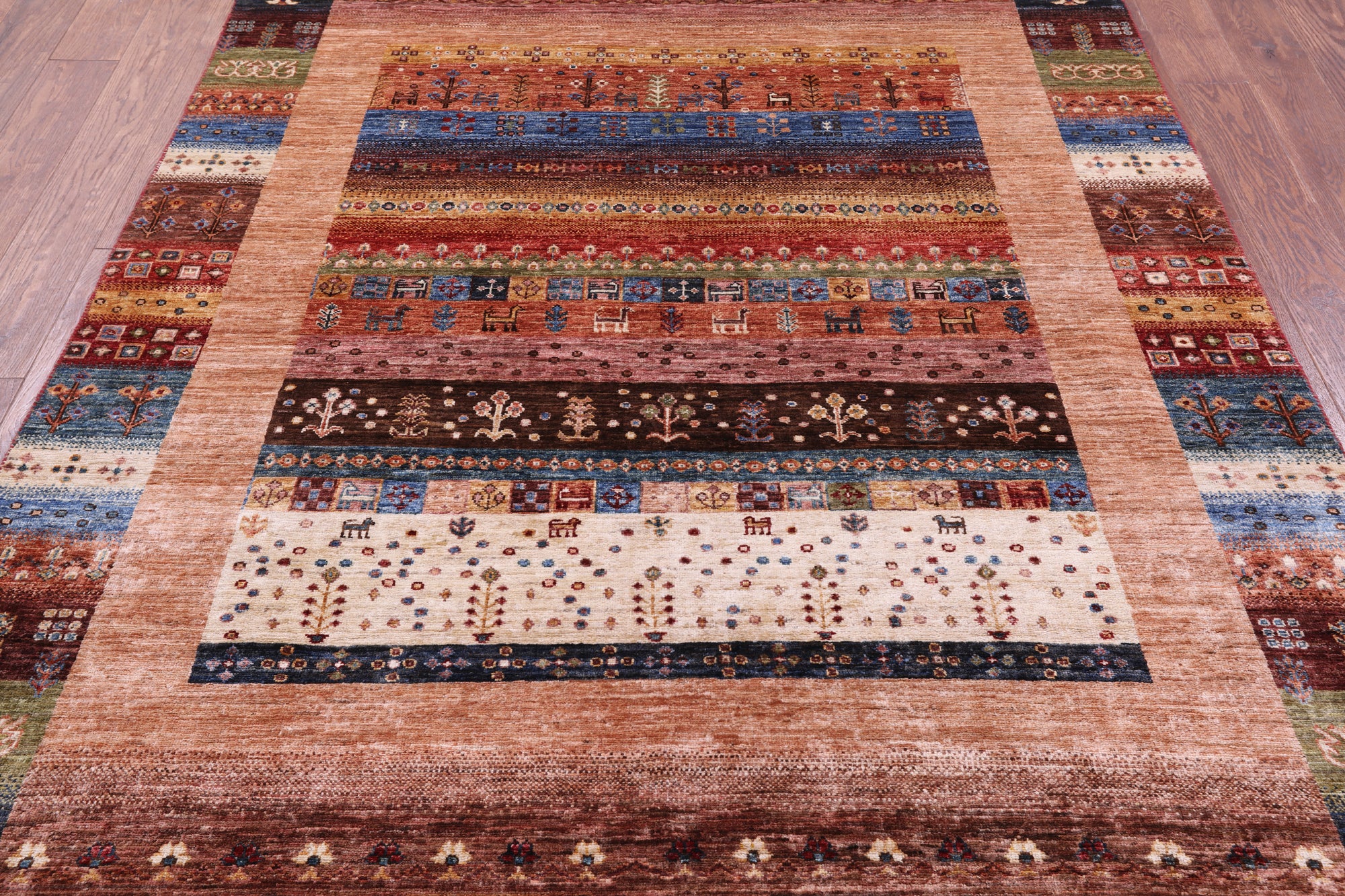 Tribal Persian Gabbeh Handmade Wool Rug - 5' 8" X 7' 11" - Golden Nile