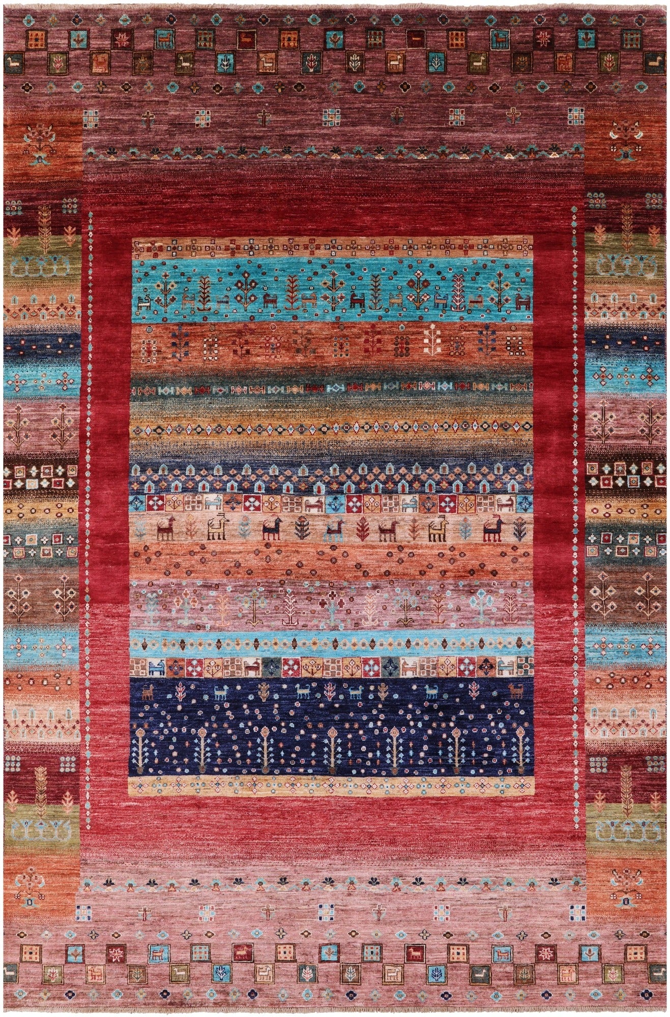 Tribal Persian Gabbeh Hand Knotted Wool Rug - 6' 8" X 10' 2" - Golden Nile