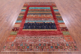 Tribal Persian Gabbeh Hand Knotted Wool Rug - 6' 8" X 10' 2" - Golden Nile