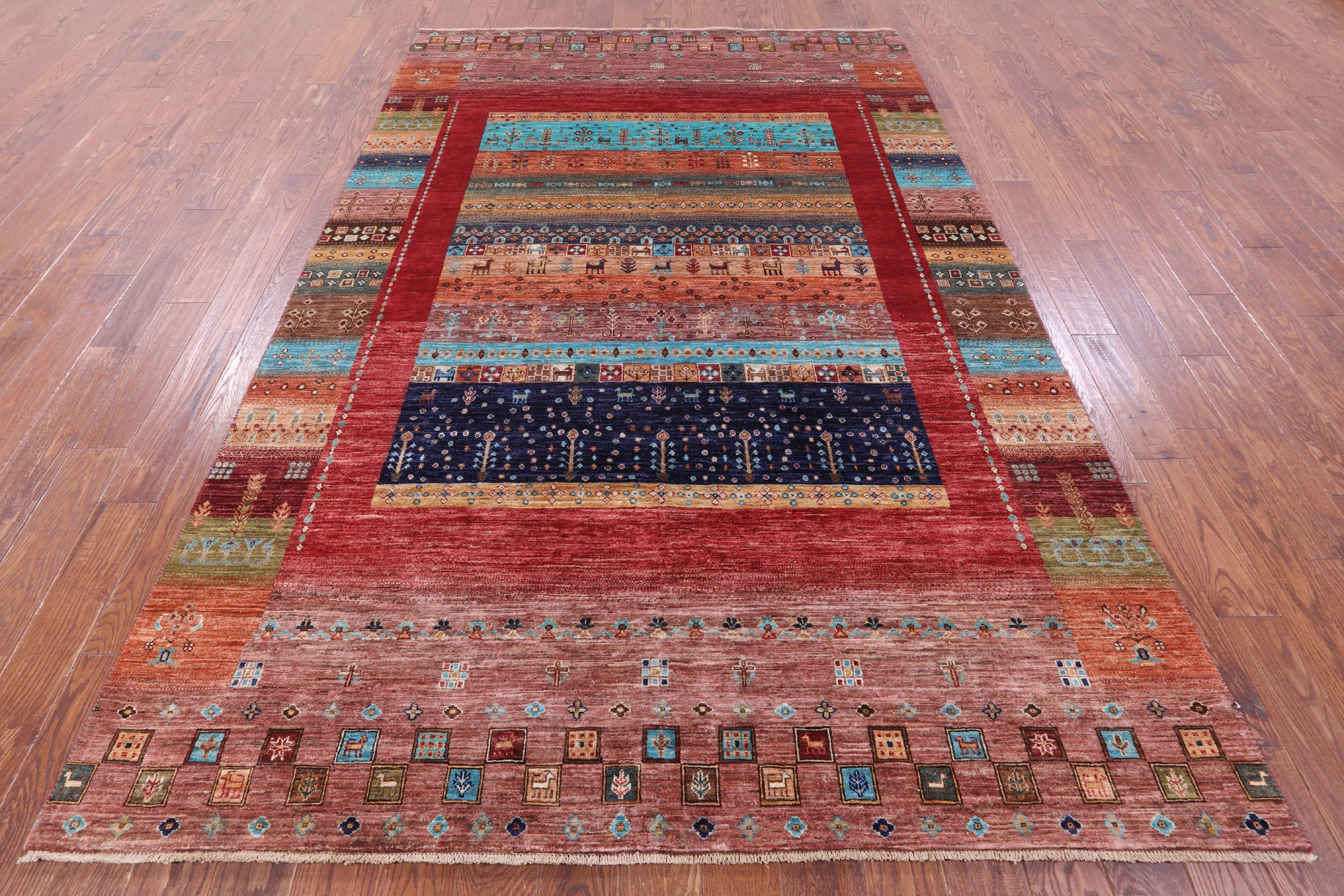 Tribal Persian Gabbeh Hand Knotted Wool Rug - 6' 8" X 10' 2" - Golden Nile