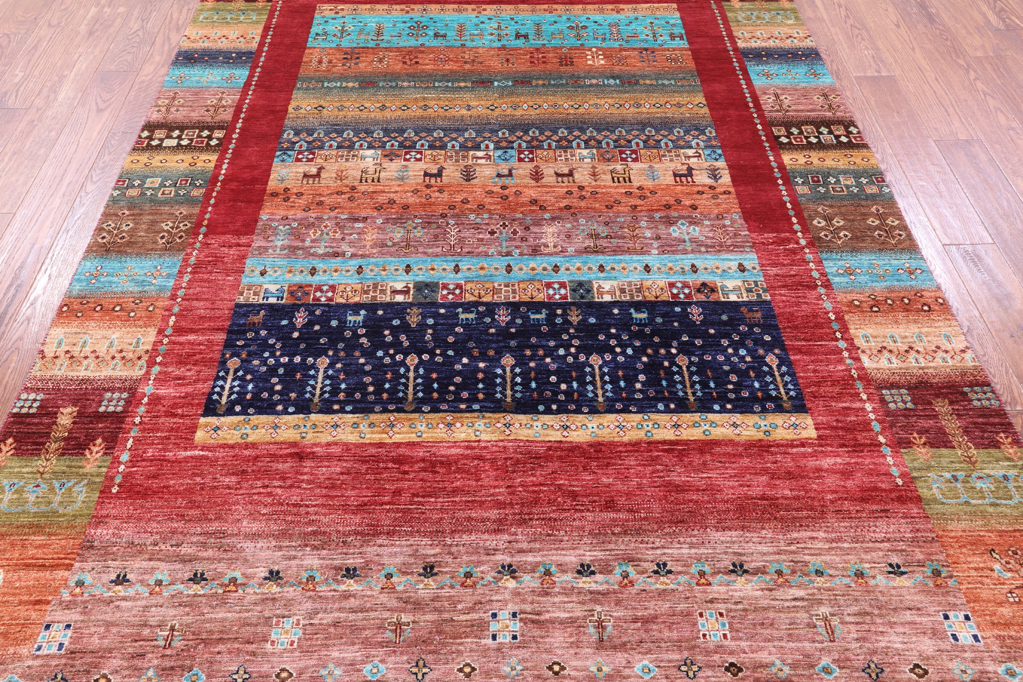 Tribal Persian Gabbeh Hand Knotted Wool Rug - 6' 8" X 10' 2" - Golden Nile