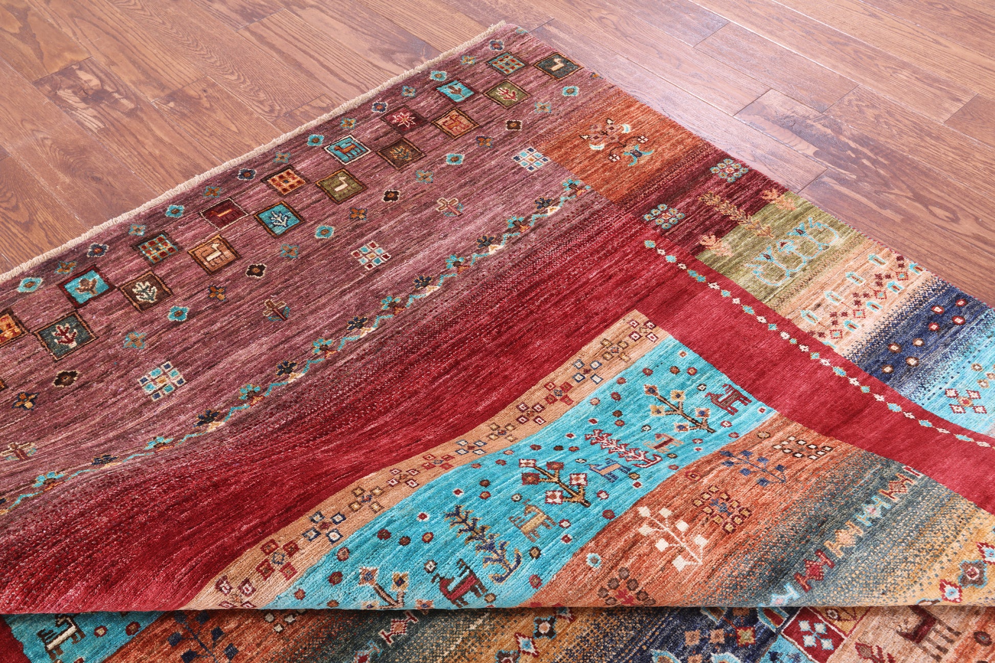 Tribal Persian Gabbeh Hand Knotted Wool Rug - 6' 8" X 10' 2" - Golden Nile