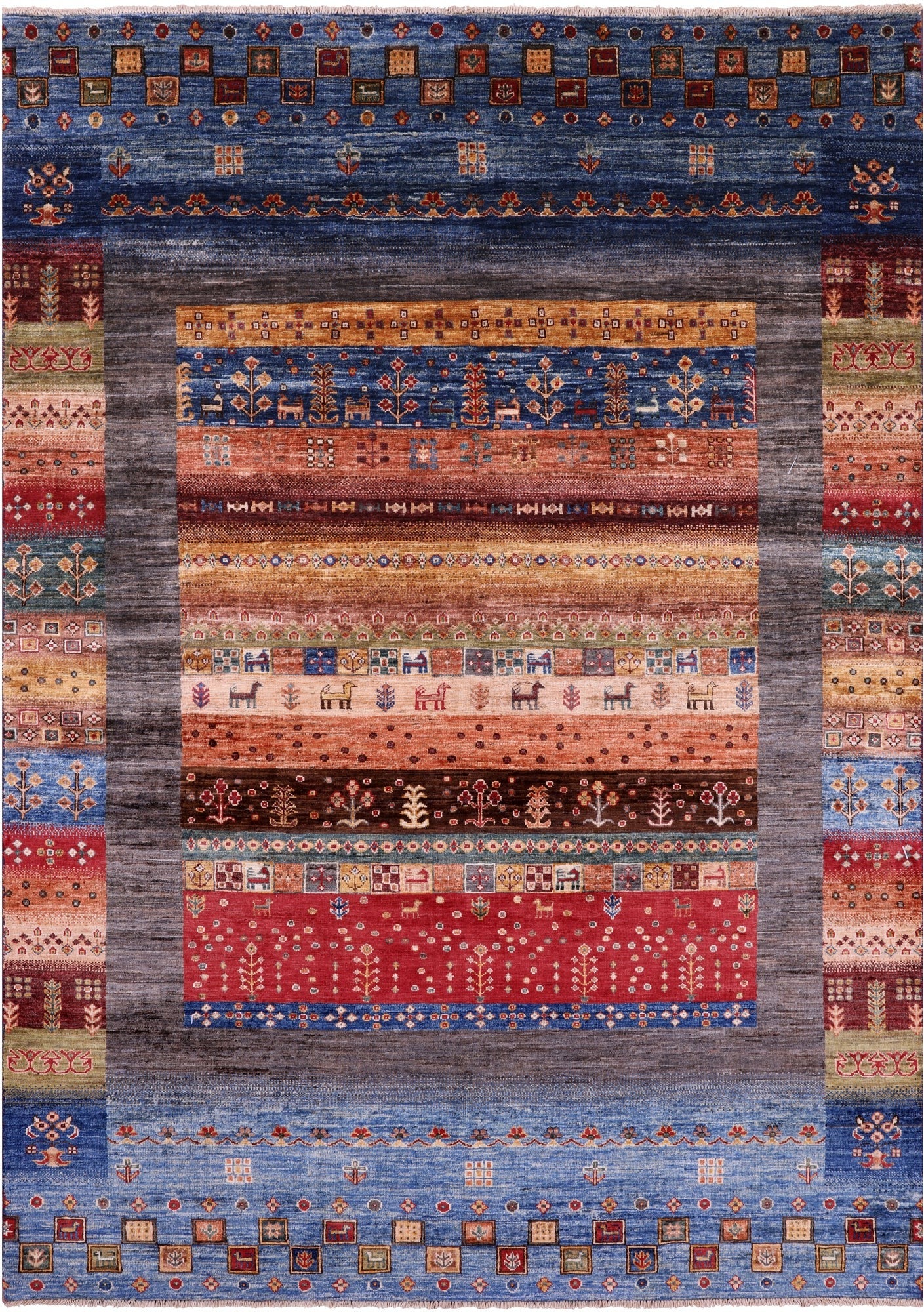 Tribal Persian Gabbeh Hand Knotted Wool Rug - 5' 8" X 8' 0" - Golden Nile