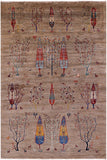 Tribal Persian Gabbeh Hand Knotted Wool Rug - 6' 6" X 9' 7" - Golden Nile