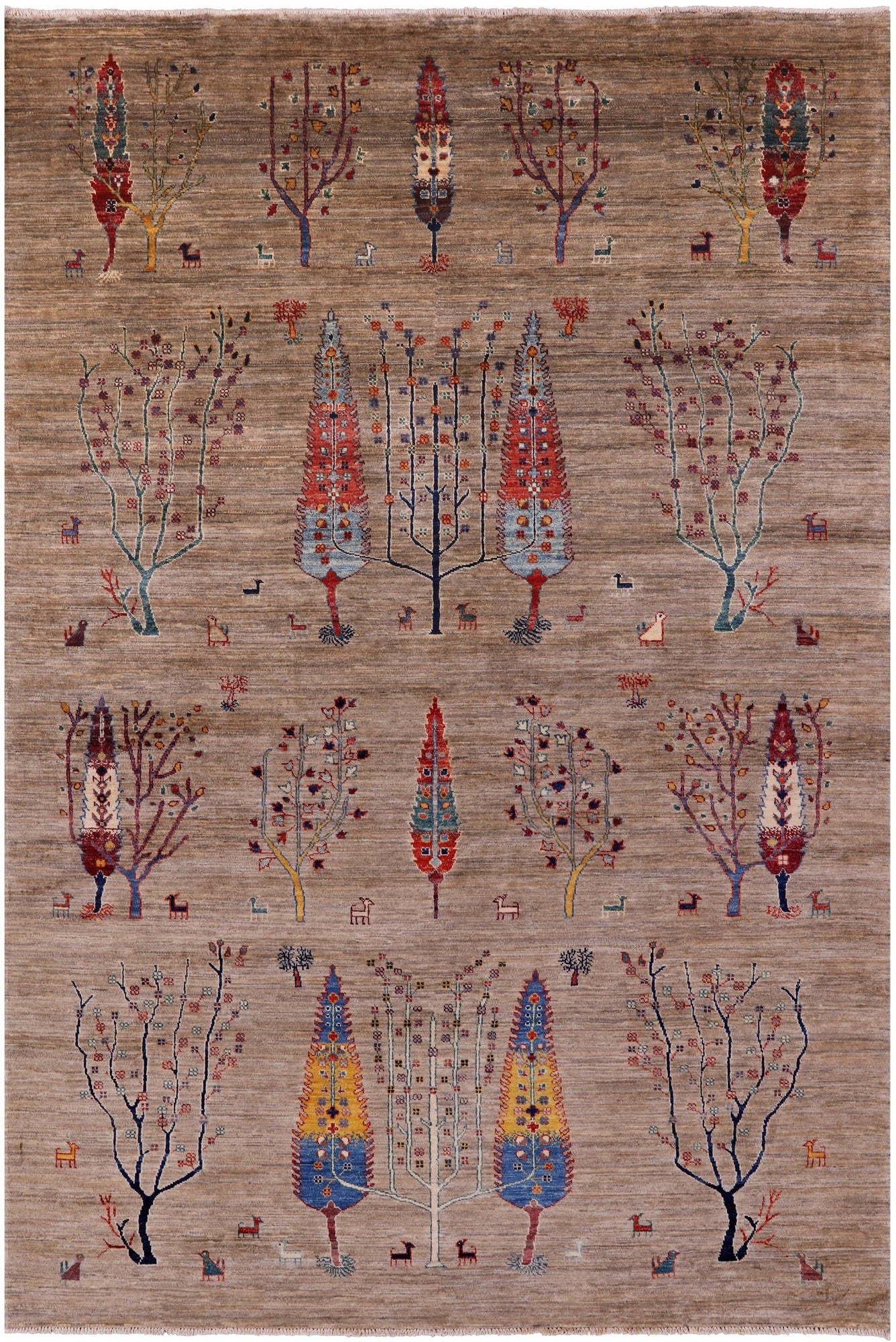 Tribal Persian Gabbeh Hand Knotted Wool Rug - 6' 6" X 9' 7" - Golden Nile