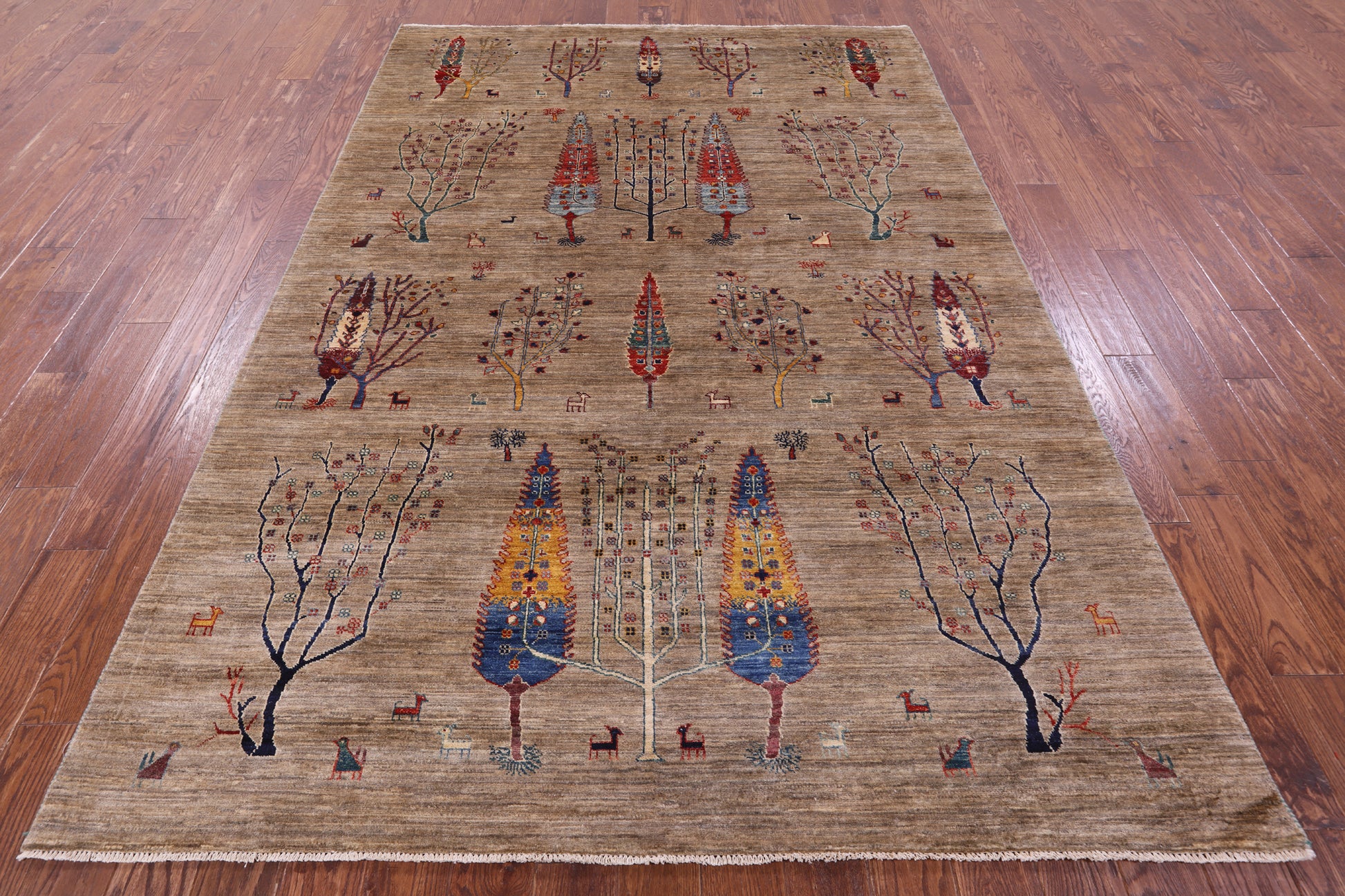 Tribal Persian Gabbeh Hand Knotted Wool Rug - 6' 6" X 9' 7" - Golden Nile